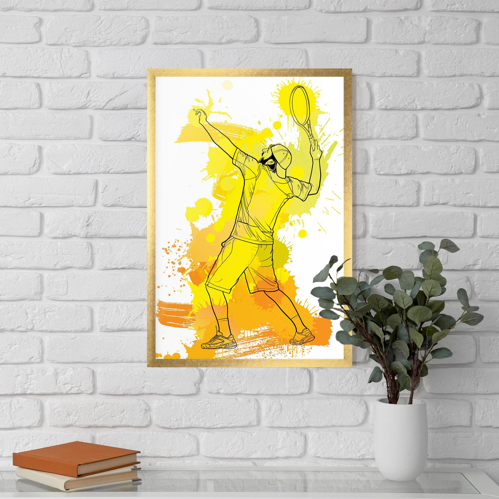 Keretezett Poszter Yellow Art Tennis mockup 5