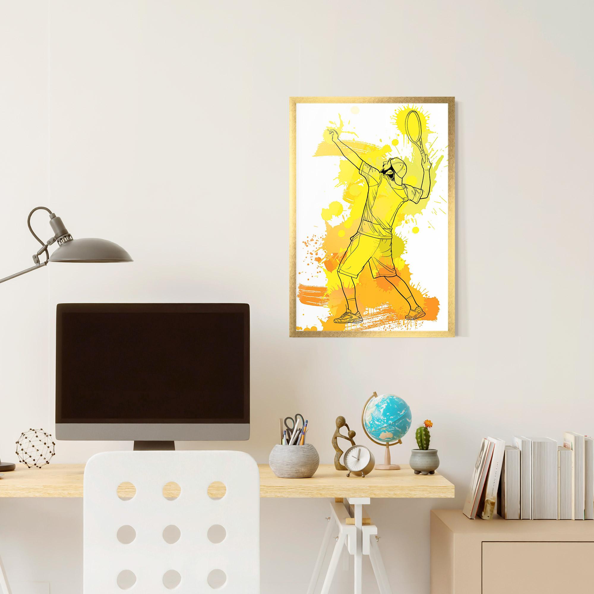 Keretezett Poszter Yellow Art Tennis mockup 6