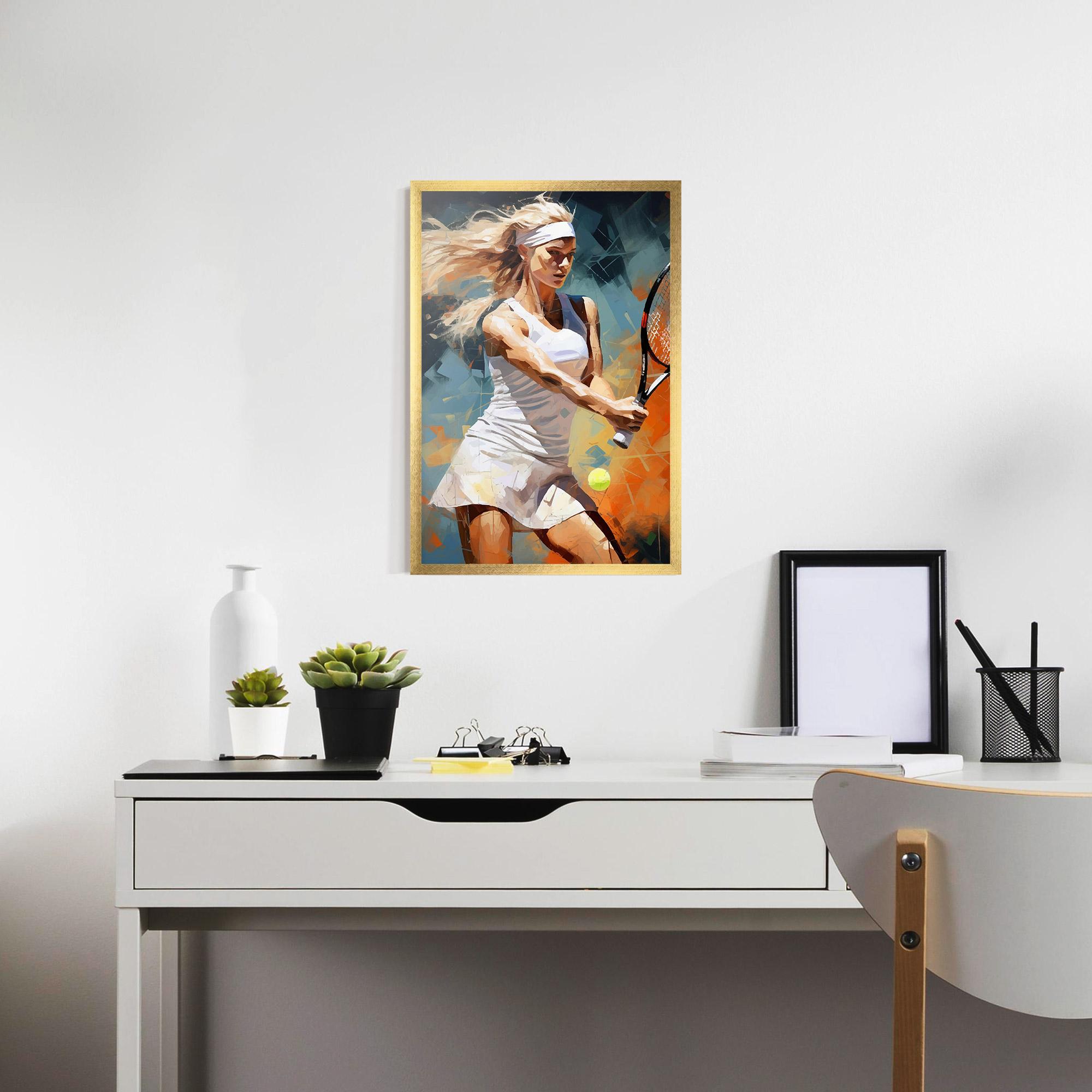 Keretezett Poszter Blonde Tennis Girl mockup 7