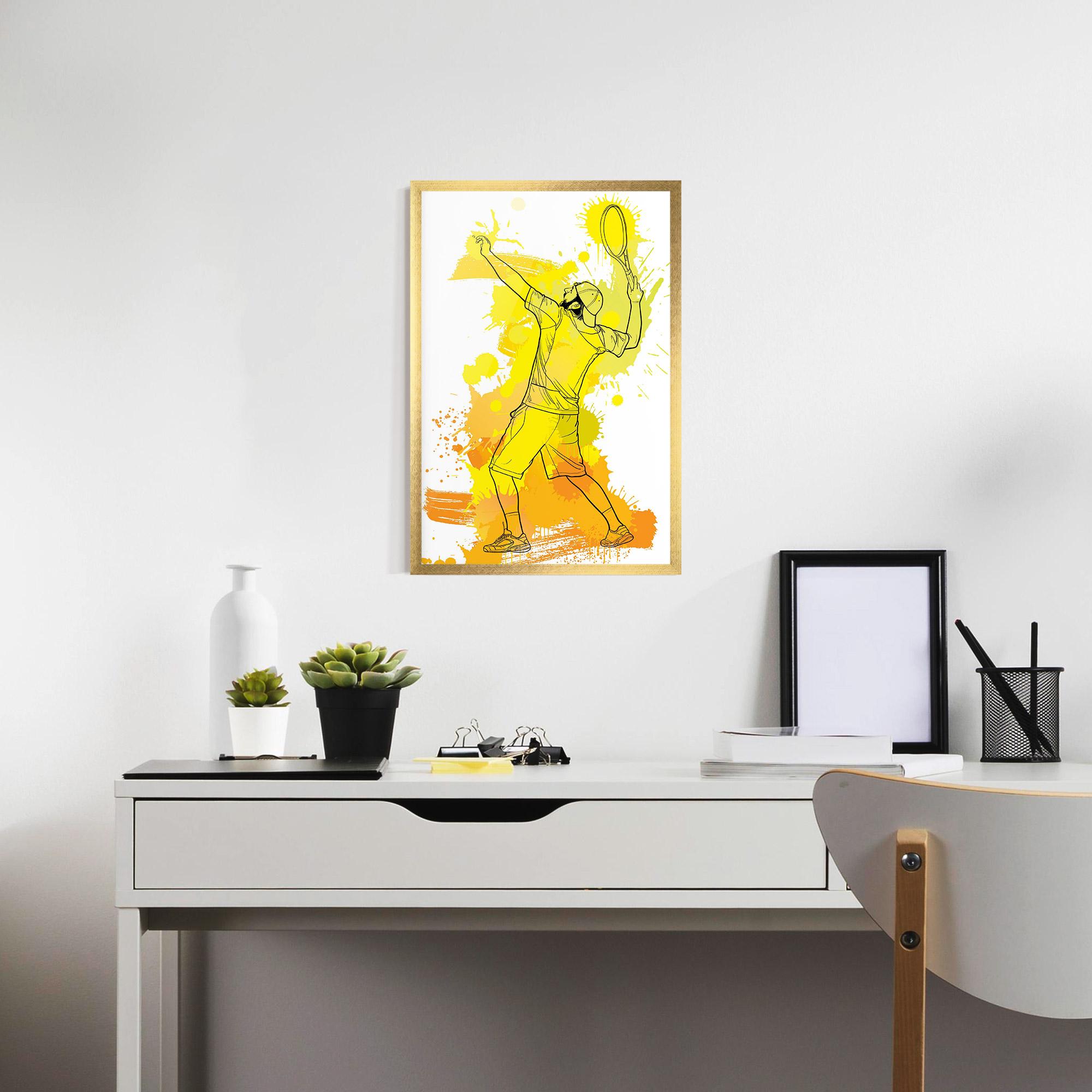 Keretezett Poszter Yellow Art Tennis mockup 7