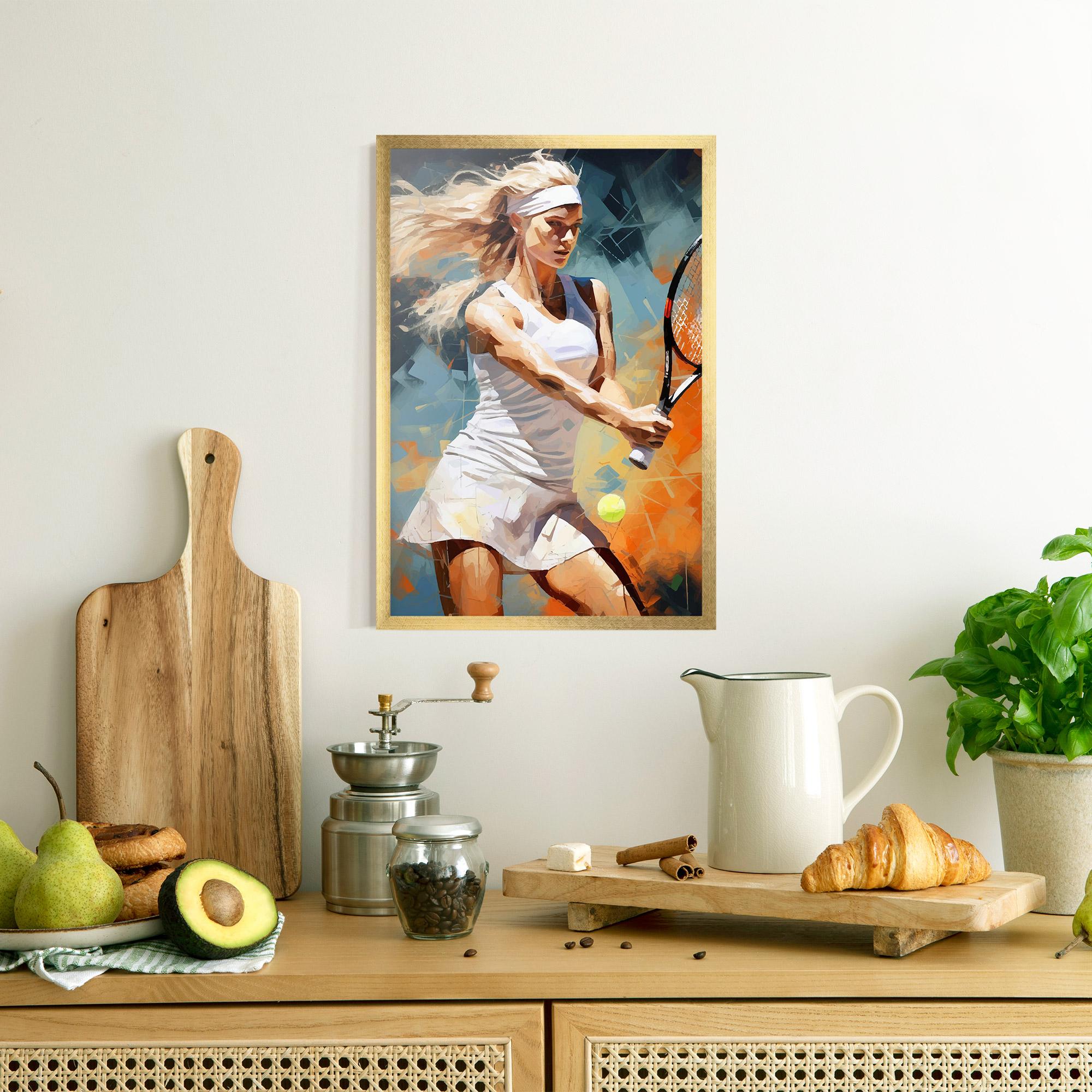 Keretezett Poszter Blonde Tennis Girl mockup 8