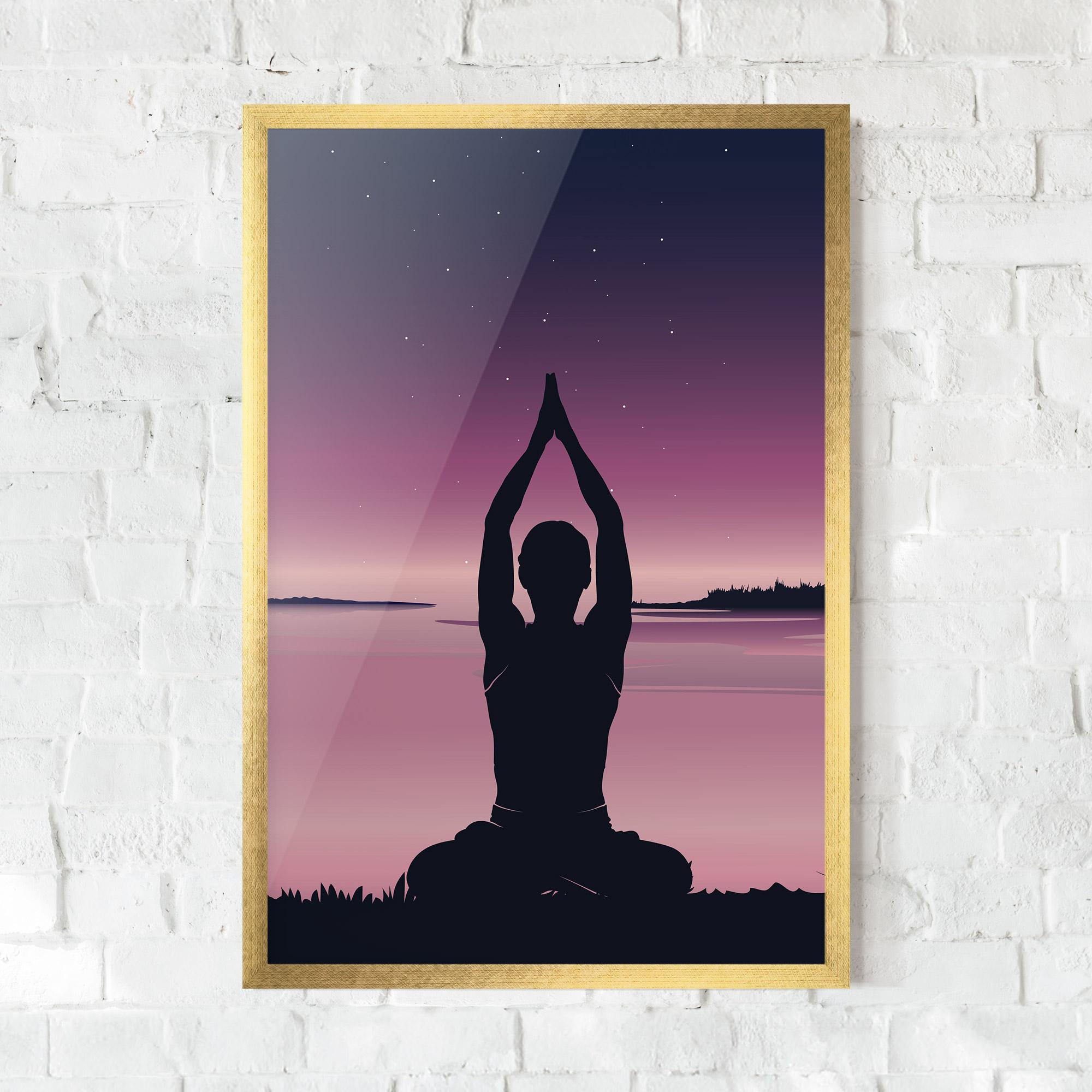 Keretezett Poszter Yoga Purple Sky mockup 0