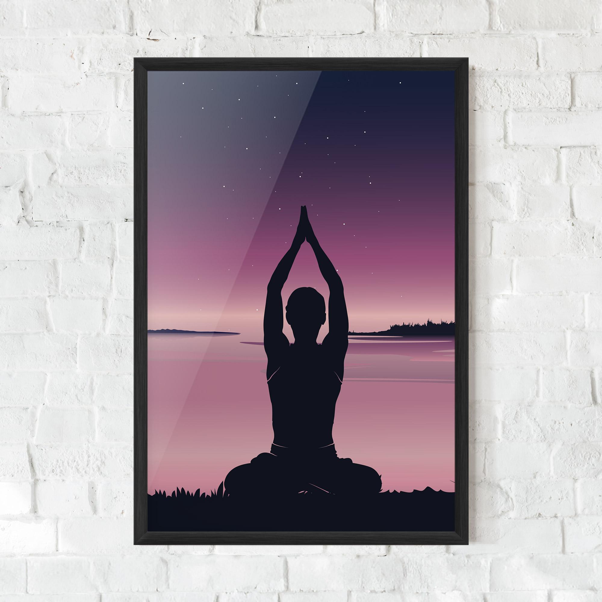 Keretezett Poszter Yoga Purple Sky mockup 0