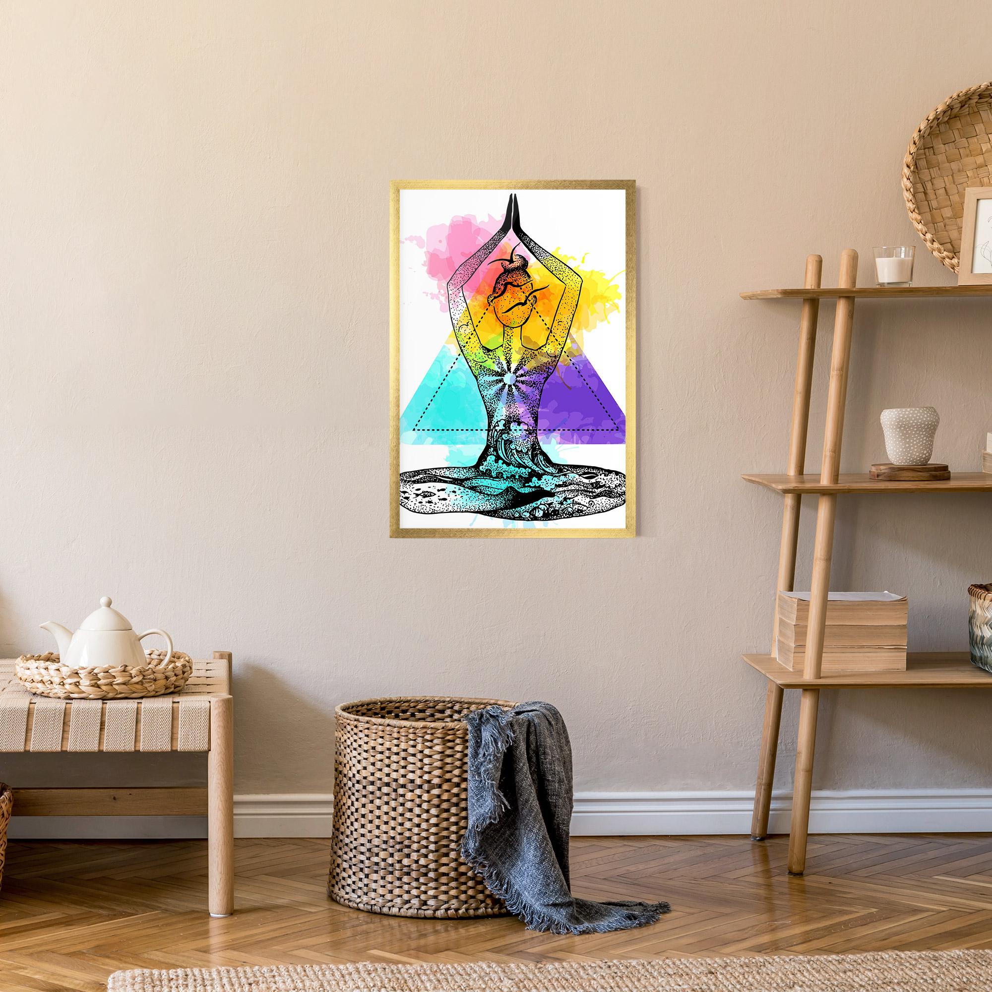 Keretezett Poszter Yoga Triangle mockup 9