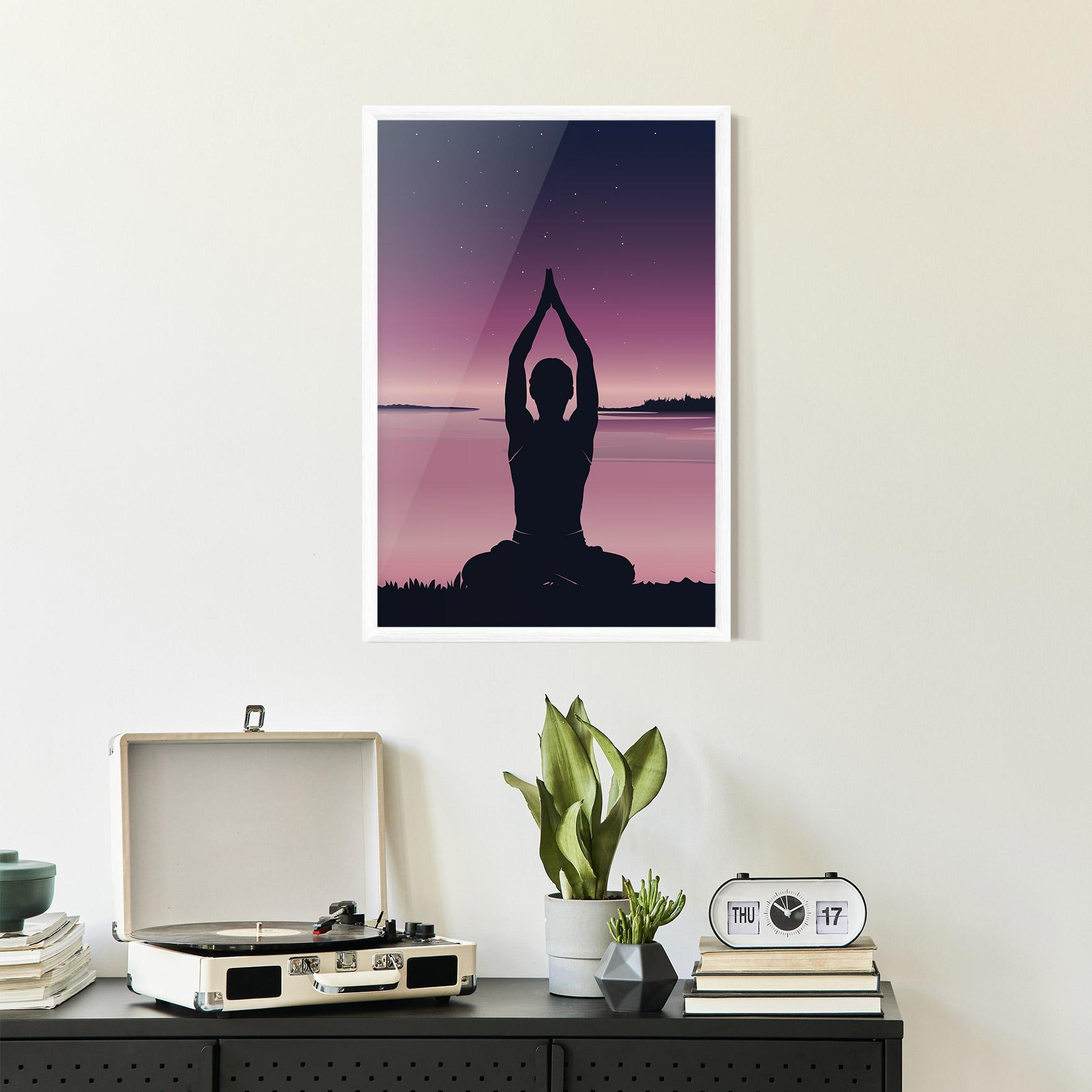 Keretezett Poszter Yoga Purple Sky mockup 2