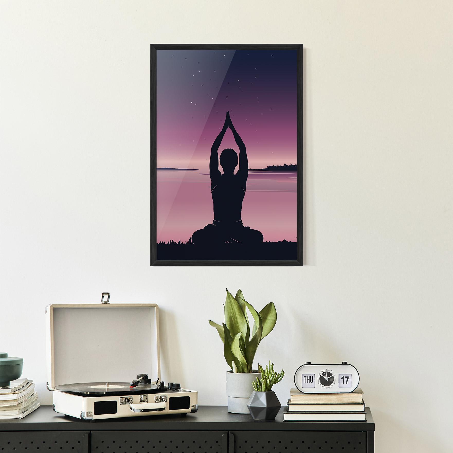 Keretezett Poszter Yoga Purple Sky mockup 2