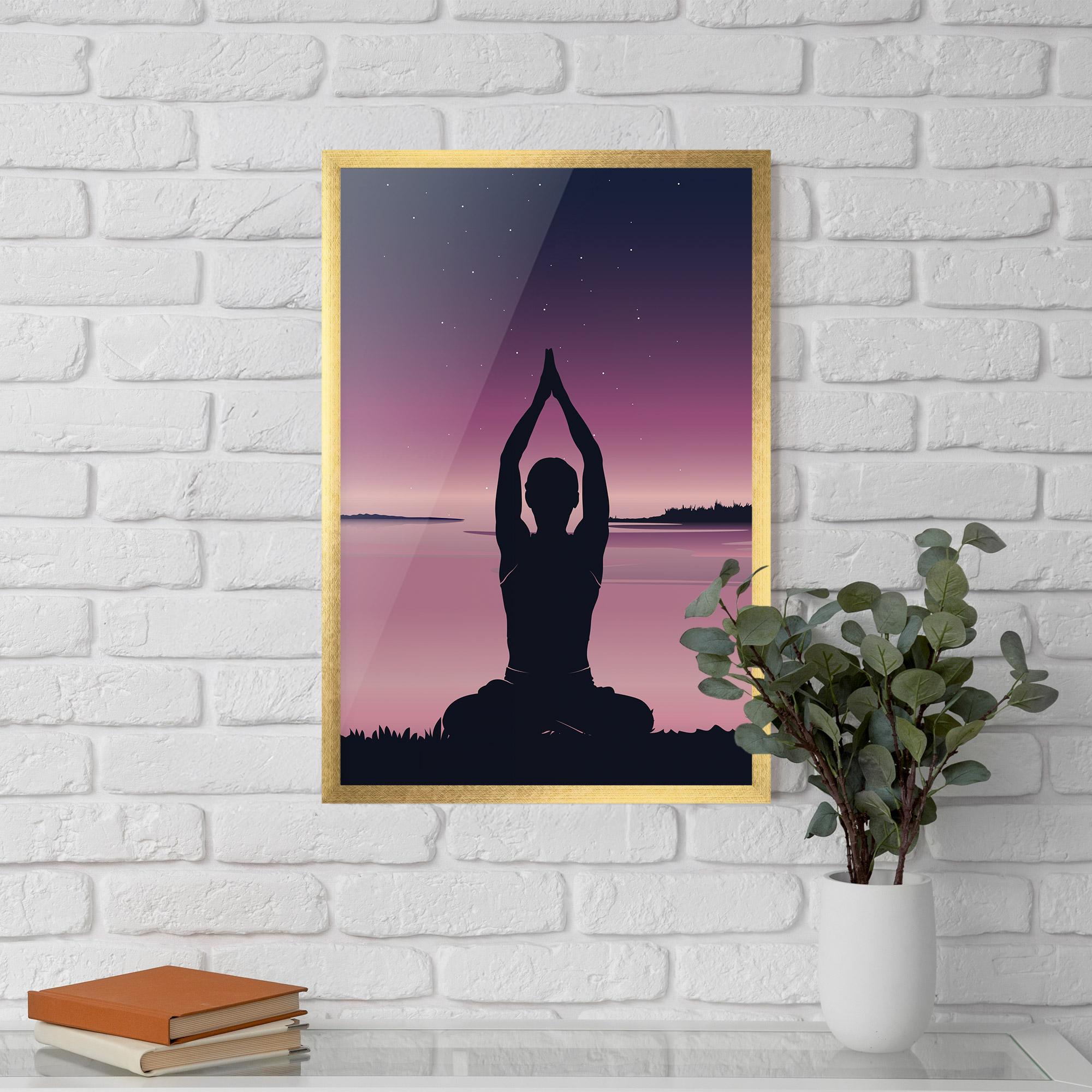 Keretezett Poszter Yoga Purple Sky mockup 5
