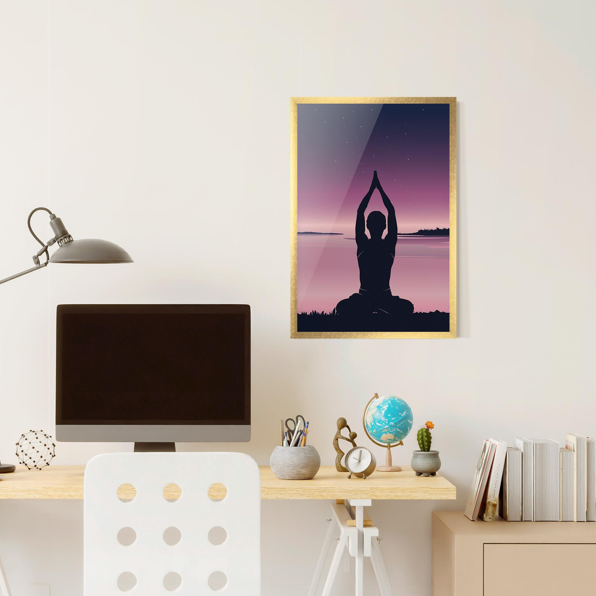 Keretezett Poszter Yoga Purple Sky mockup 6