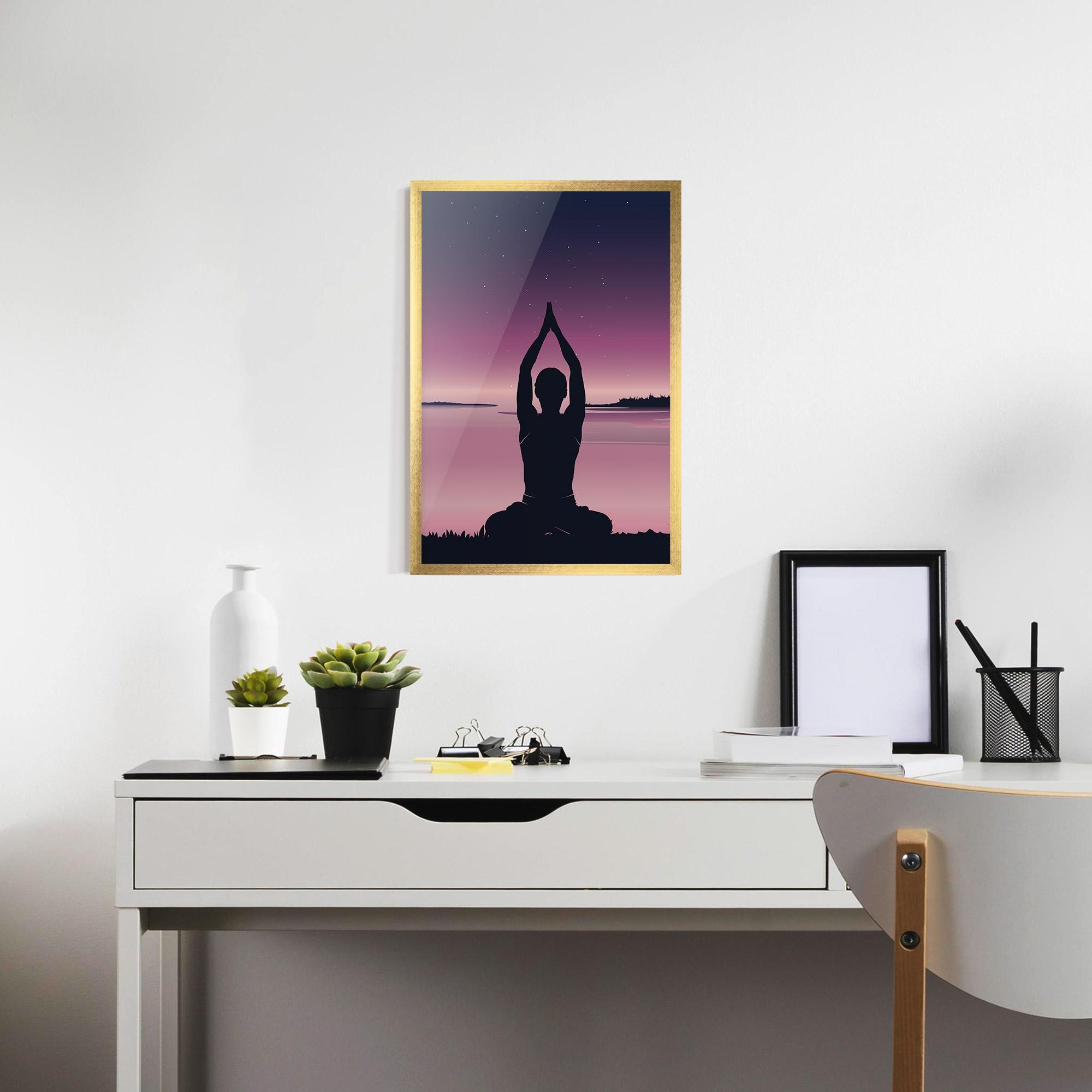 Keretezett Poszter Yoga Purple Sky mockup 7