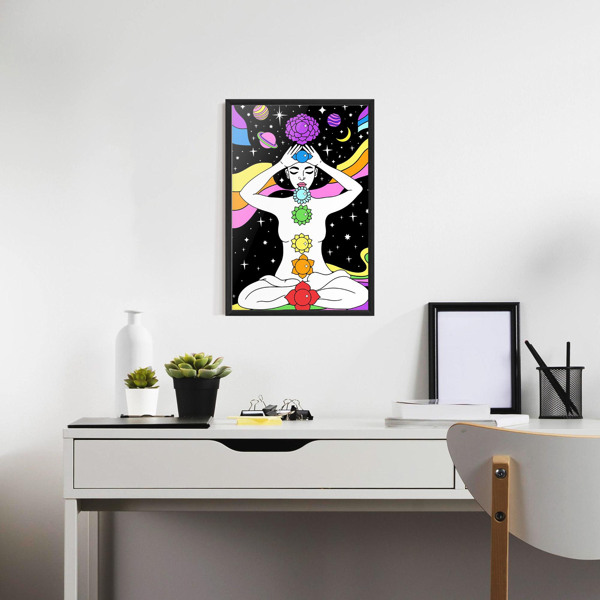 Keretezett Poszter Chakras Meditation mockup 7