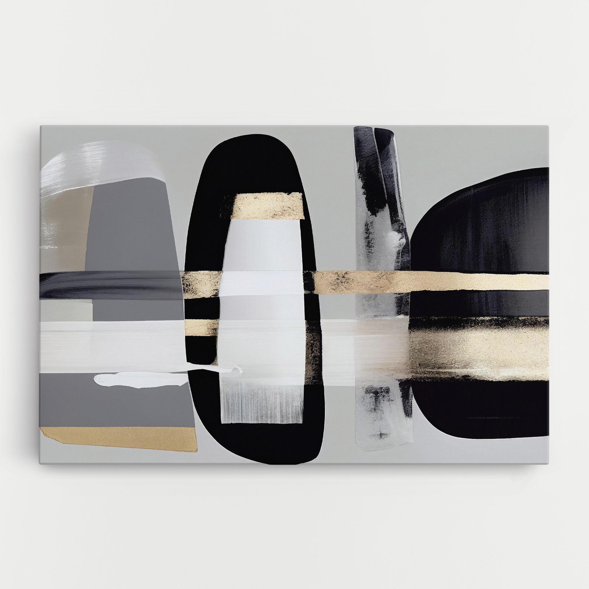 Vászonkép Abstract Gold Painting With Black mockup 0