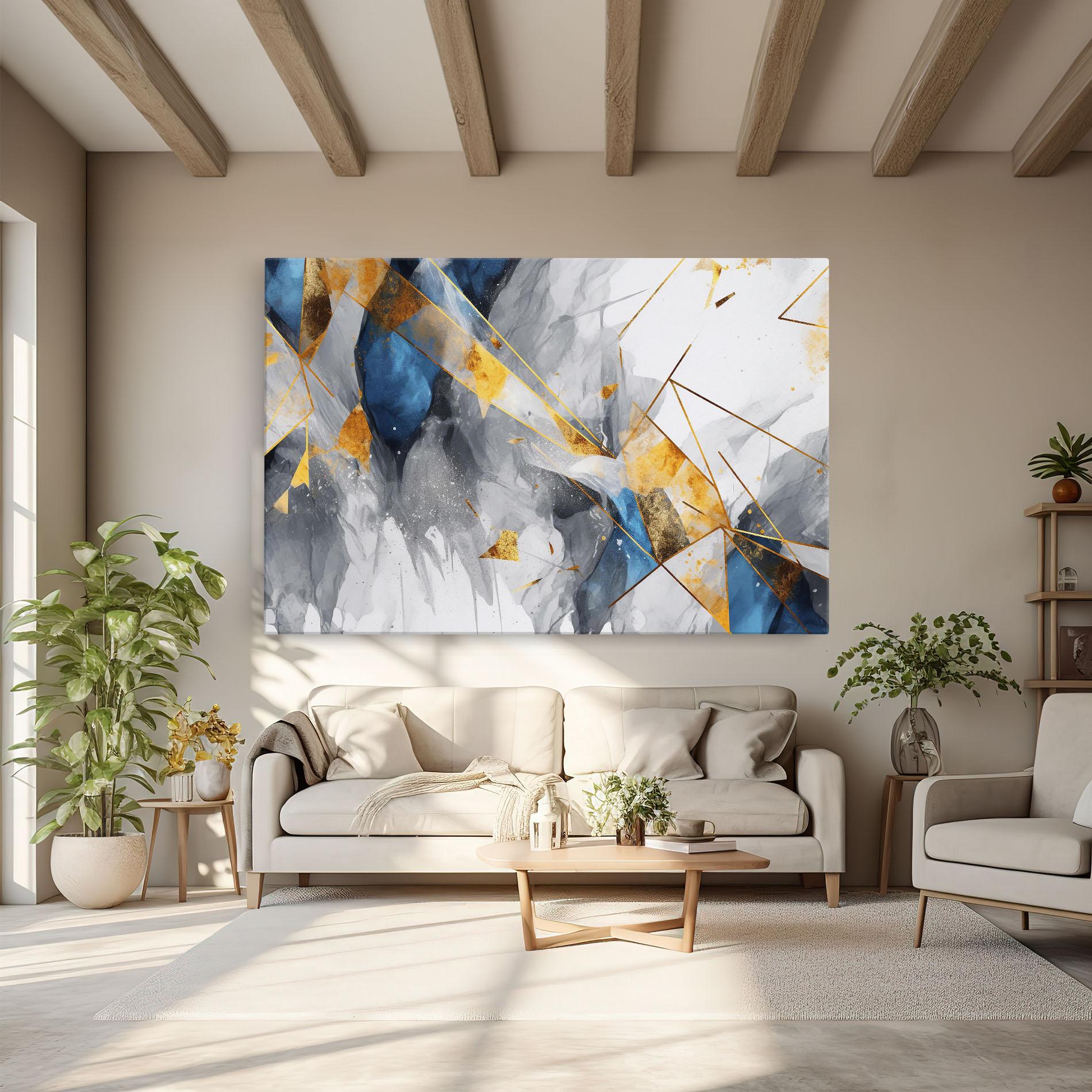 Vászonkép Abstract Gold Blue Pattern mockup 6