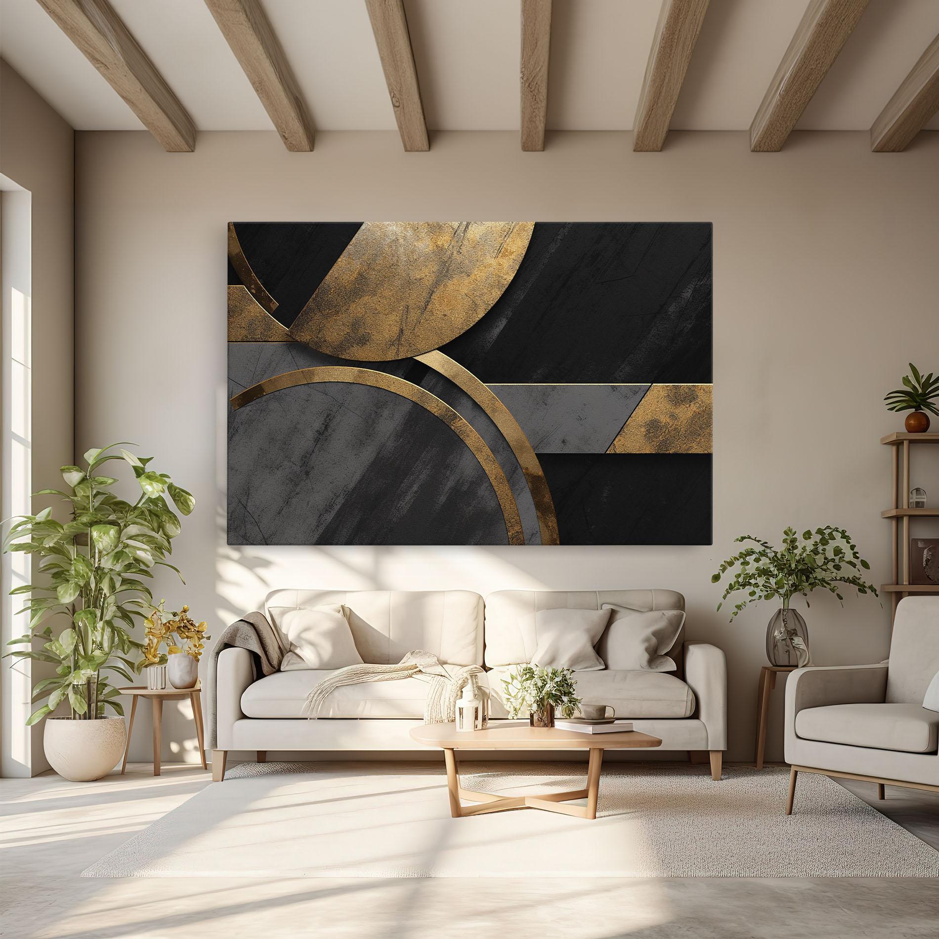 Vászonkép Grey With Gold Painting mockup 6