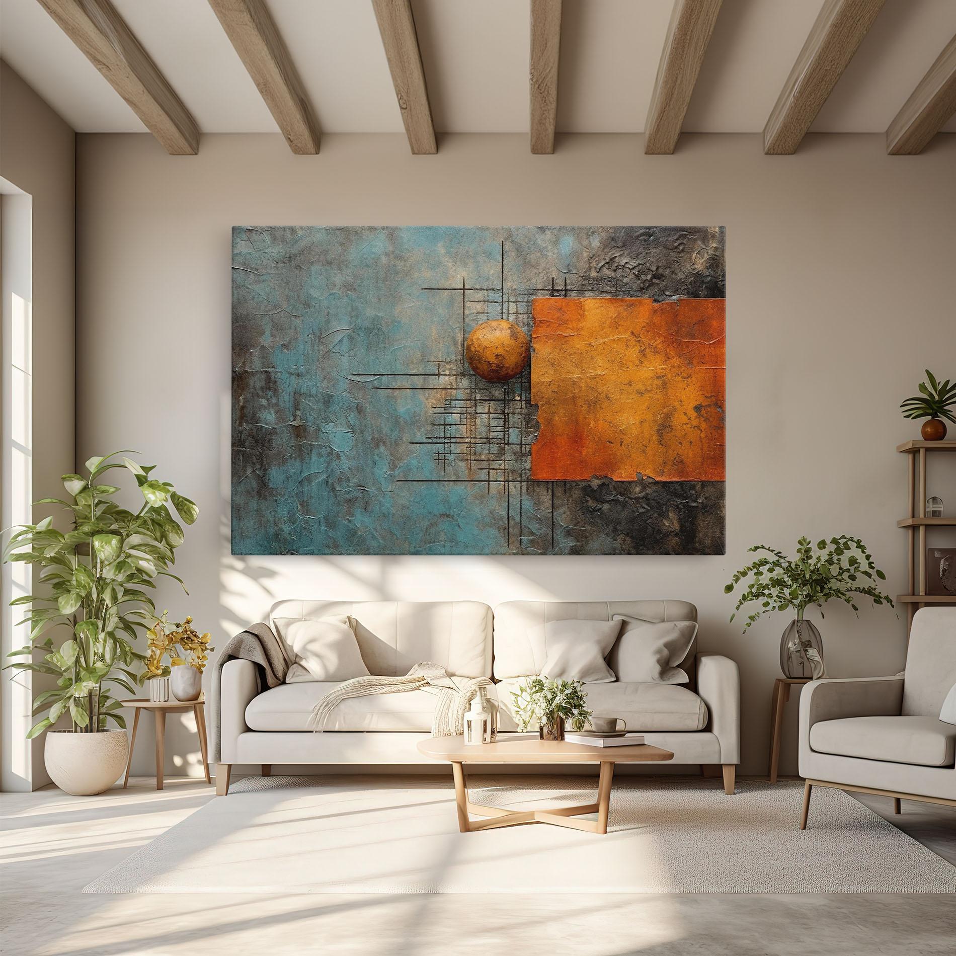 Vászonkép Orange Square Painting mockup 6