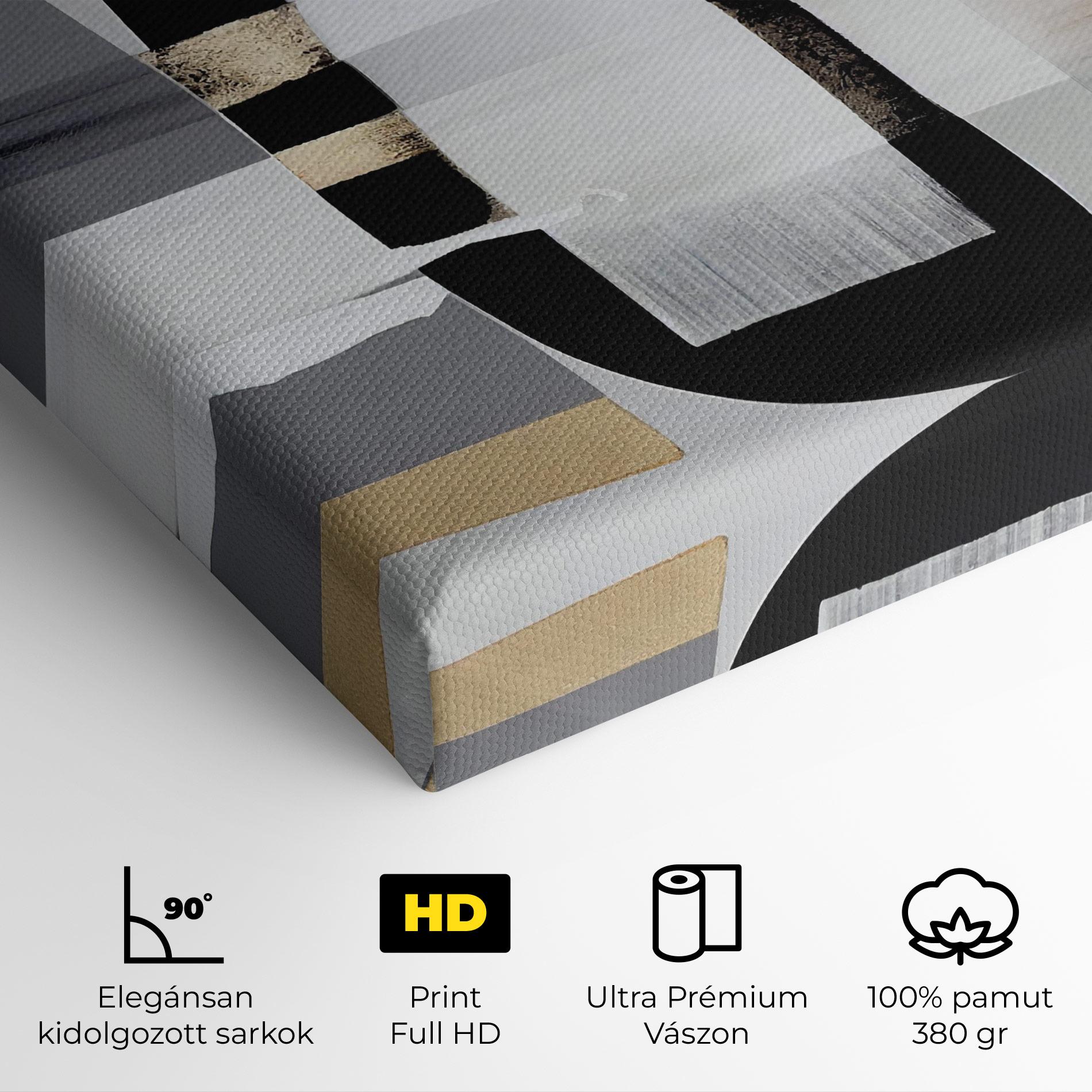Vászonkép Abstract Gold Painting With Black mockup 4