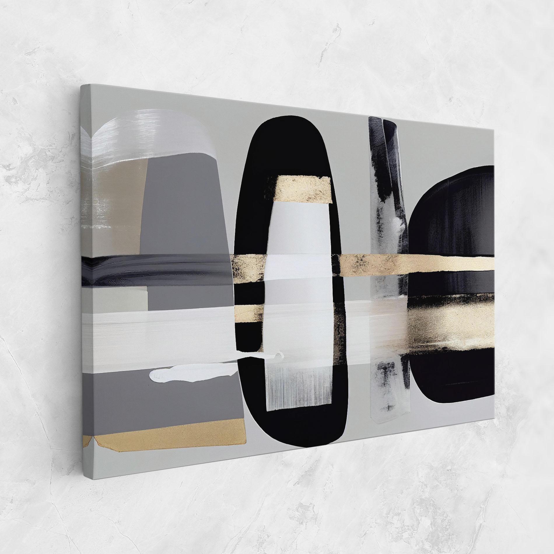 Vászonkép Abstract Gold Painting With Black mockup 1