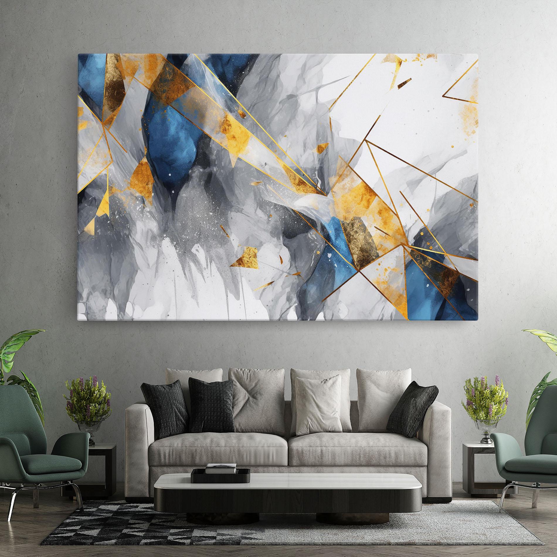 Vászonkép Abstract Gold Blue Pattern mockup 7