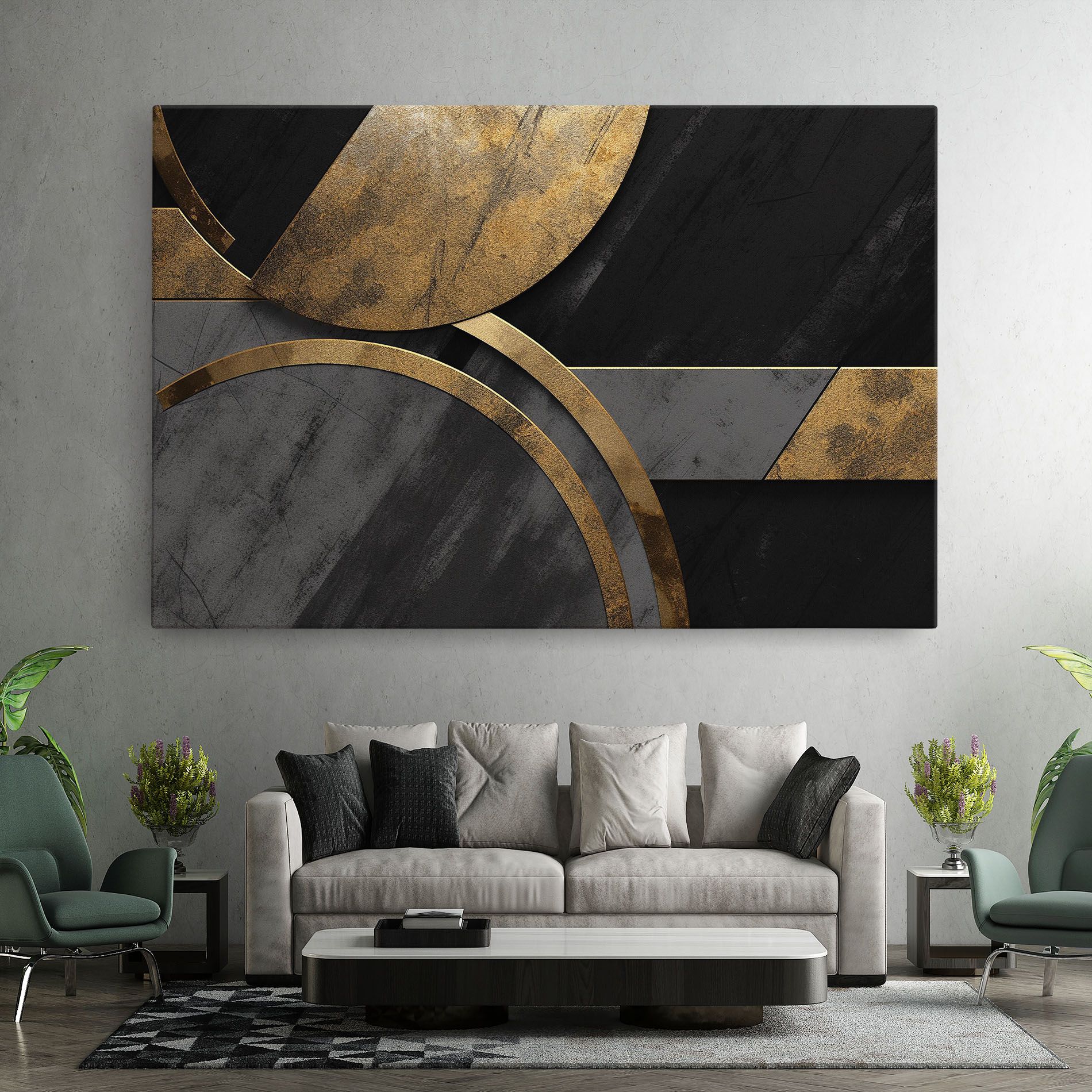 Grey With Gold Painting mockup 7
