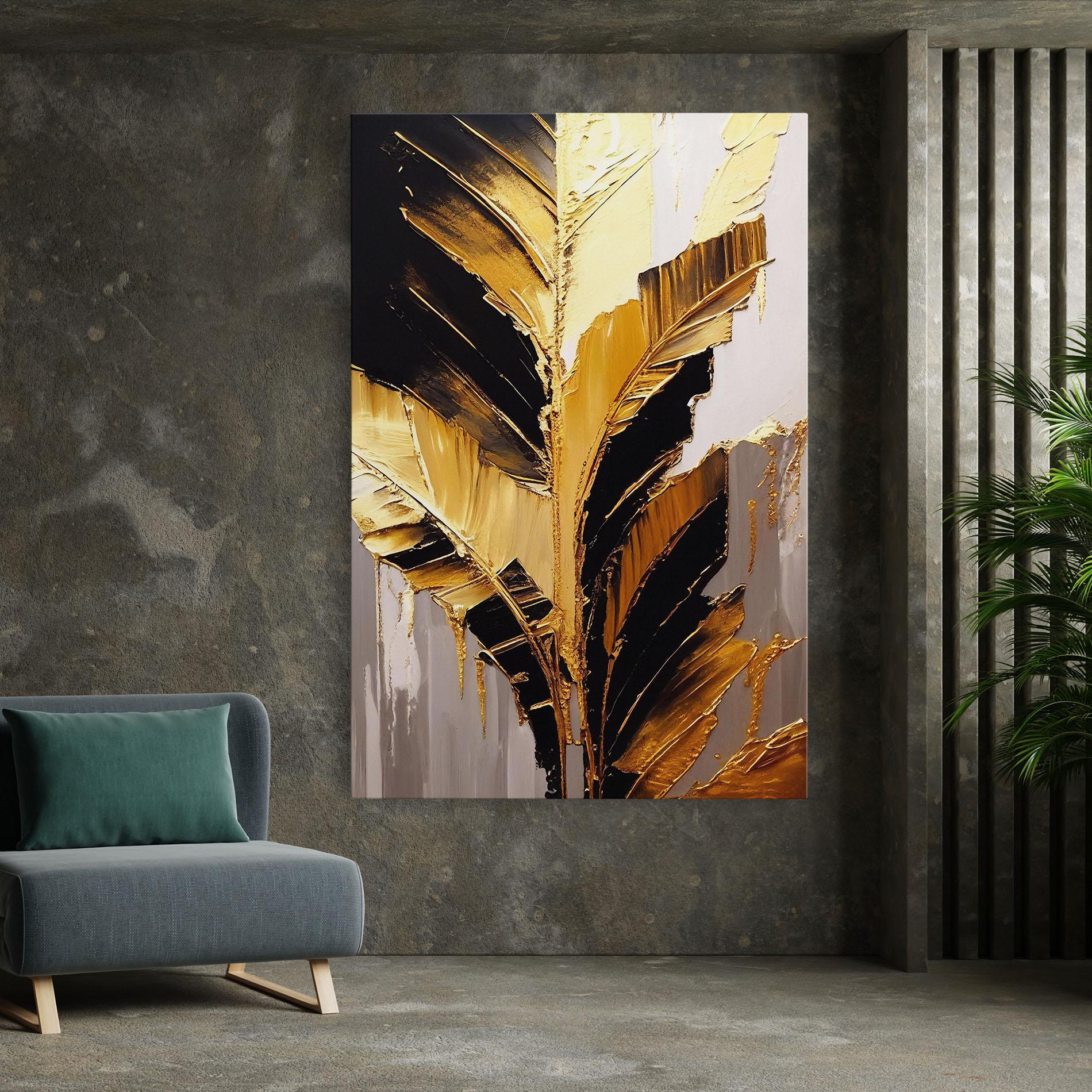 Vászonkép Balck With Gold Leafs mockup 7