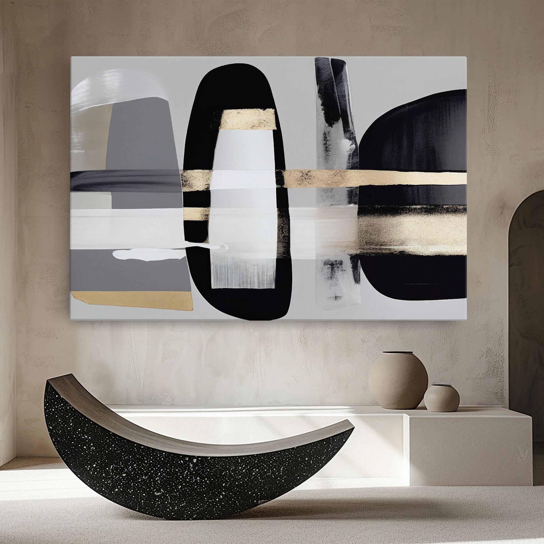 Vászonkép Abstract Gold Painting With Black mockup 8