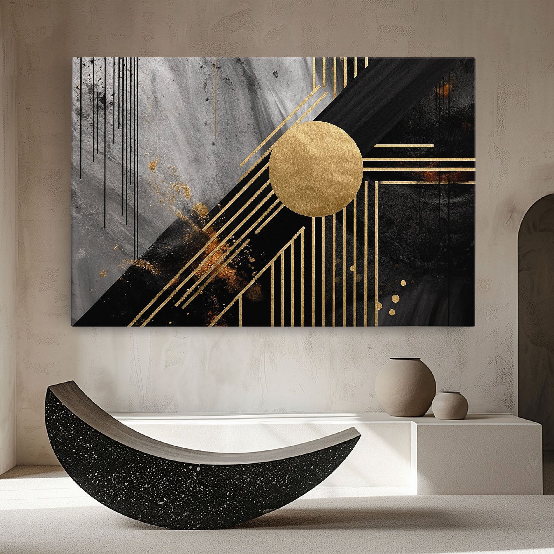 Gold Circle With Lines mockup 8