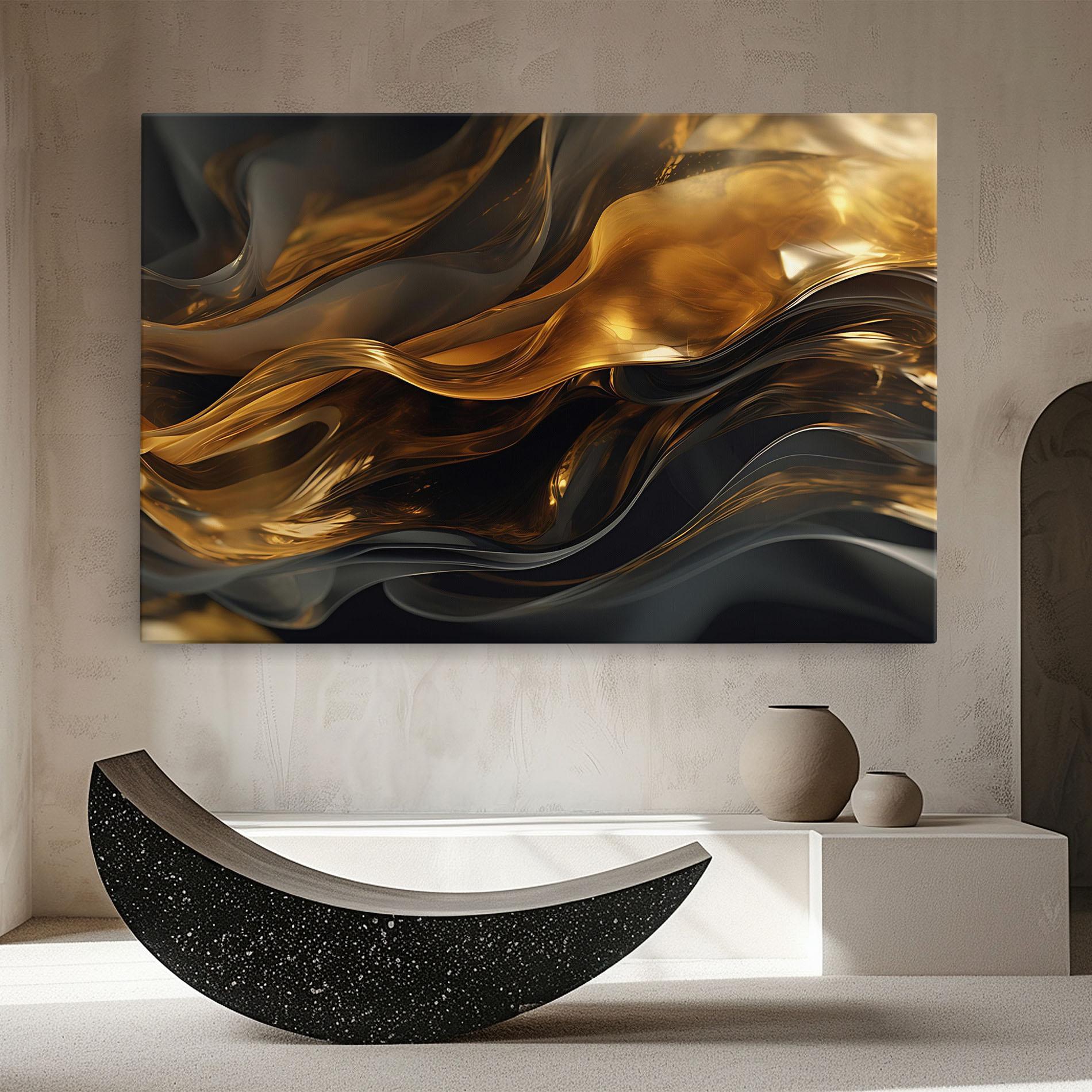 Vászonkép Gold With Black Wave mockup 8