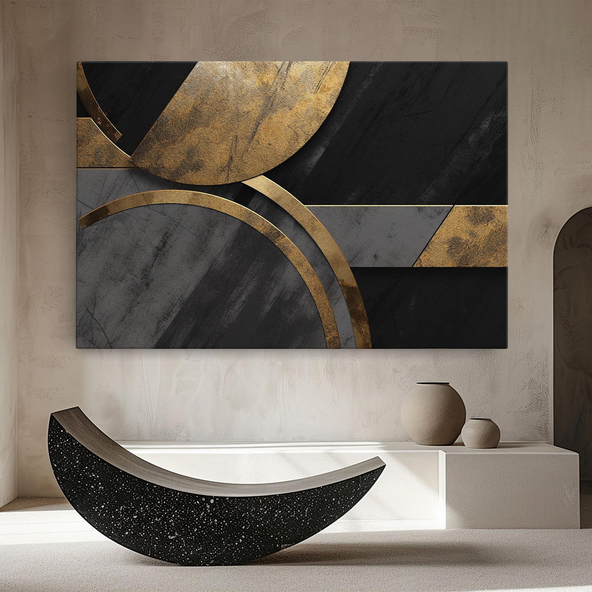Vászonkép Grey With Gold Painting mockup 8