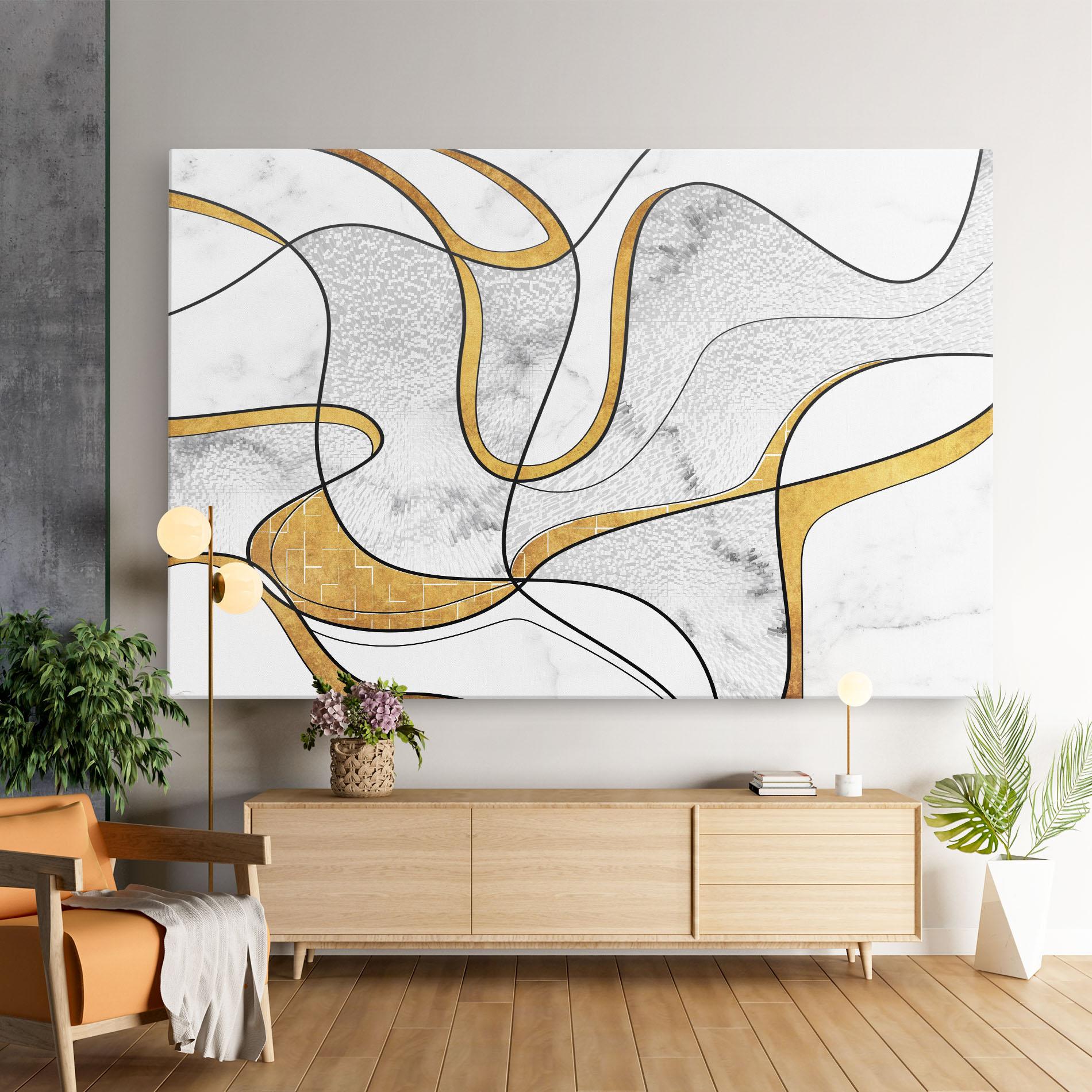 Vászonkép Abstract Gold Lines mockup 9
