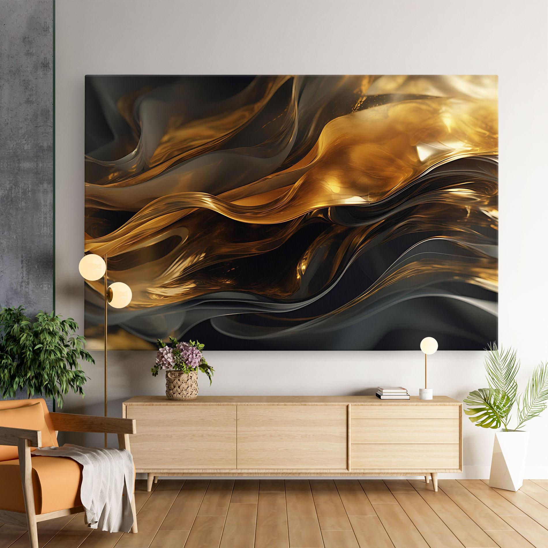 Vászonkép Gold With Black Wave mockup 9