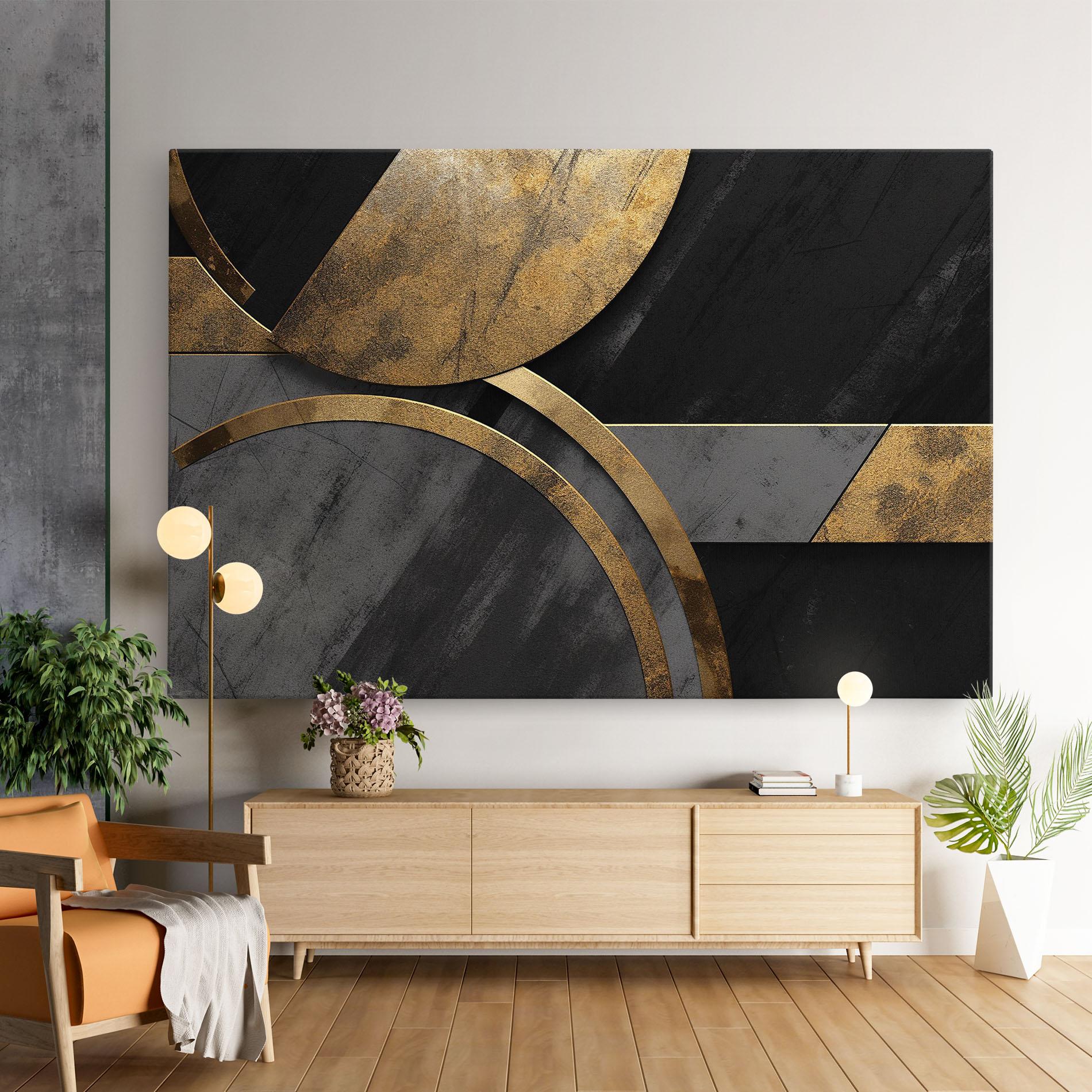 Vászonkép Grey With Gold Painting mockup 9