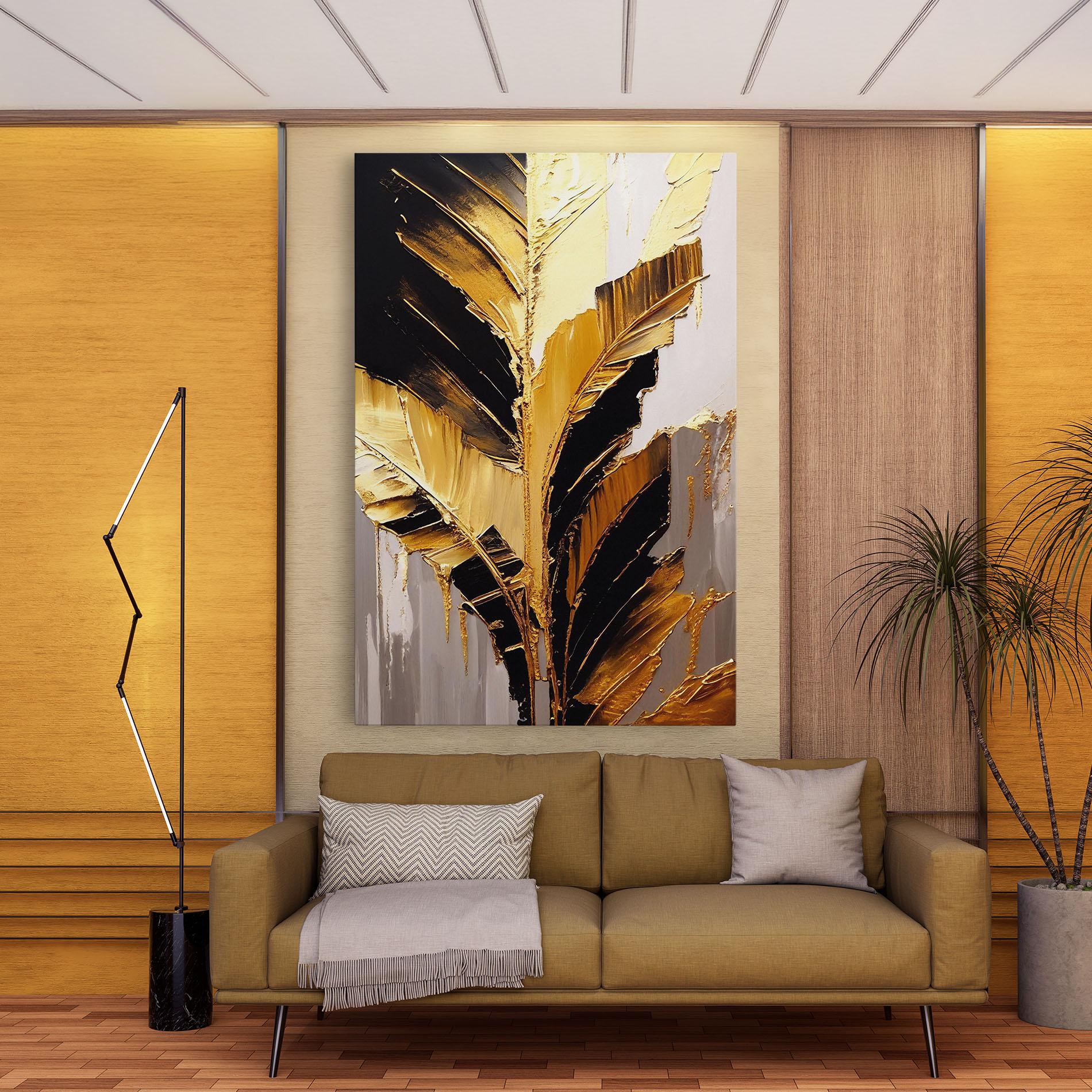 Vászonkép Balck With Gold Leafs mockup 9