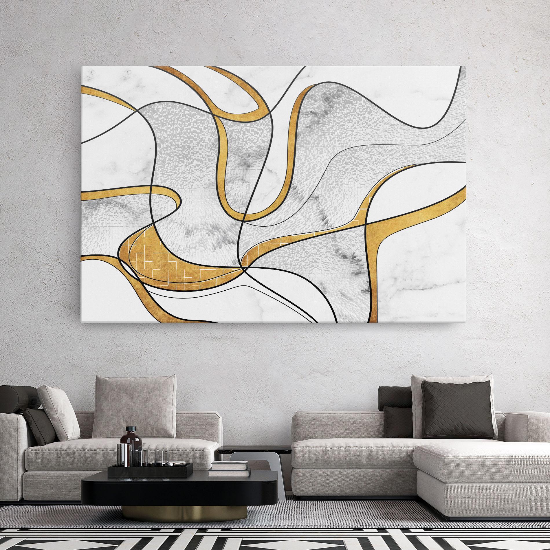 Vászonkép Abstract Gold Lines mockup 2