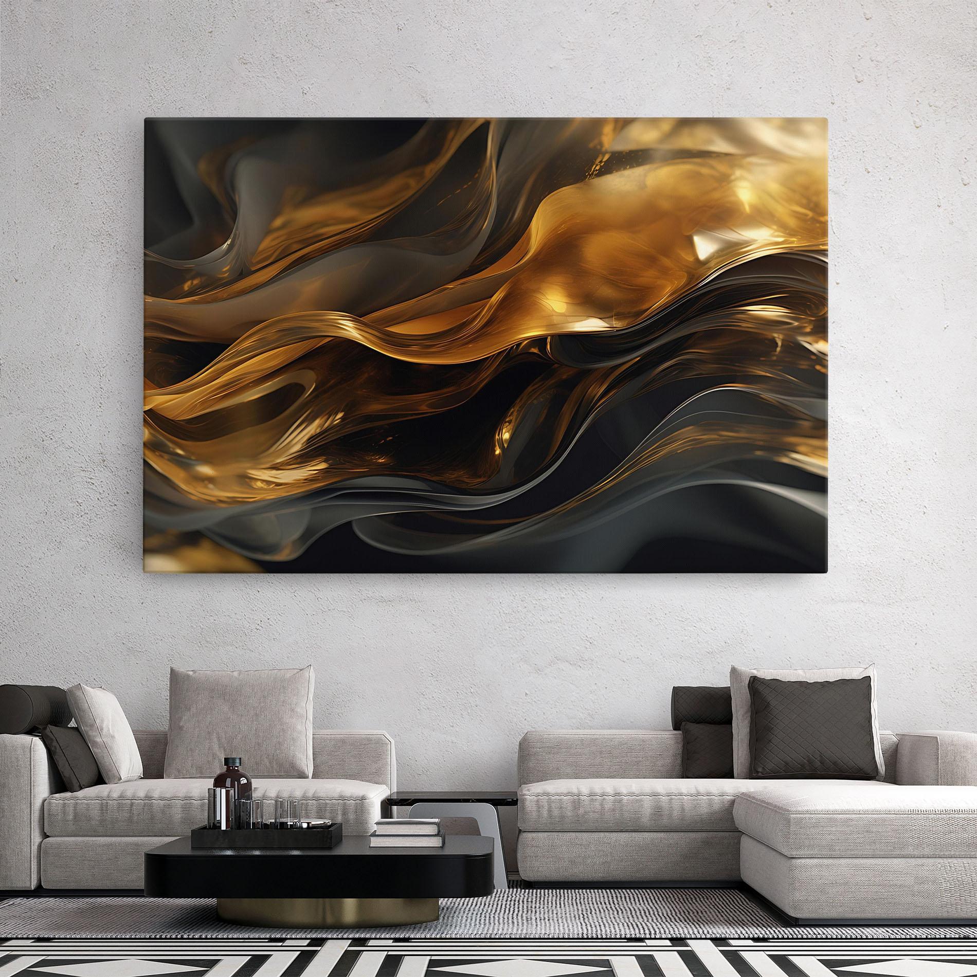 Vászonkép Gold With Black Wave mockup 2