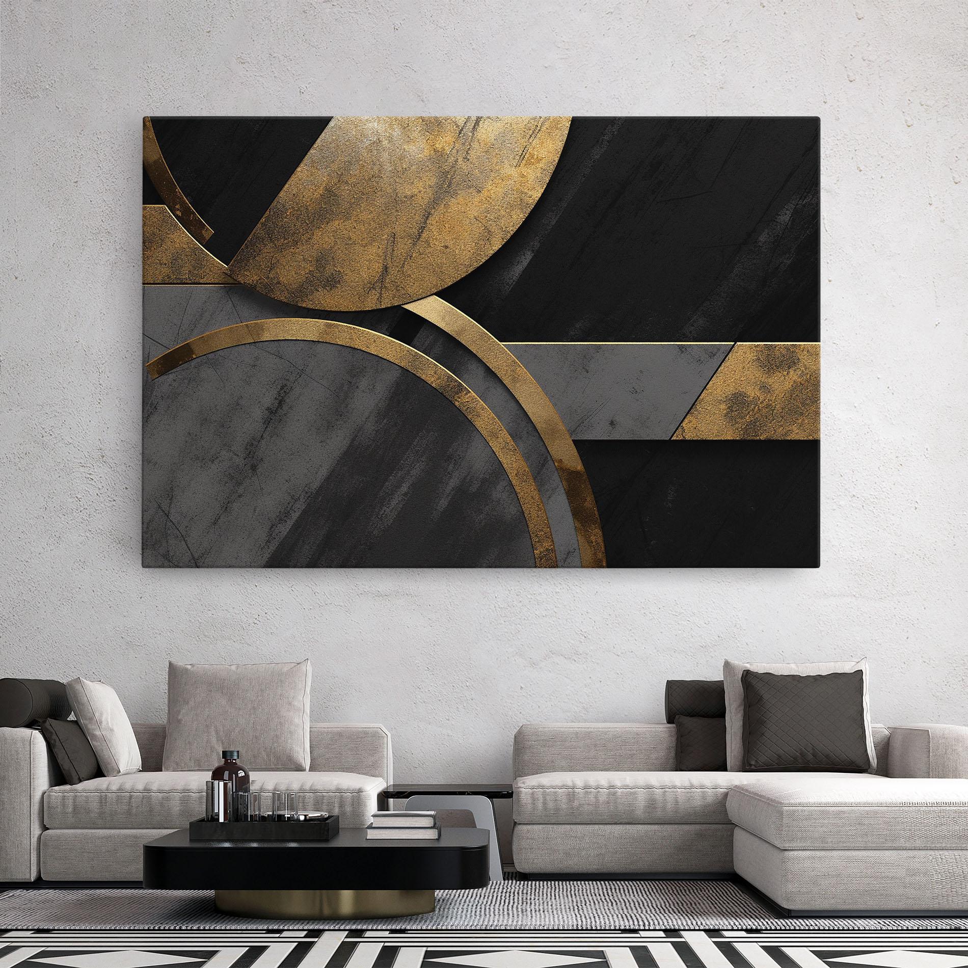 Vászonkép Grey With Gold Painting mockup 2