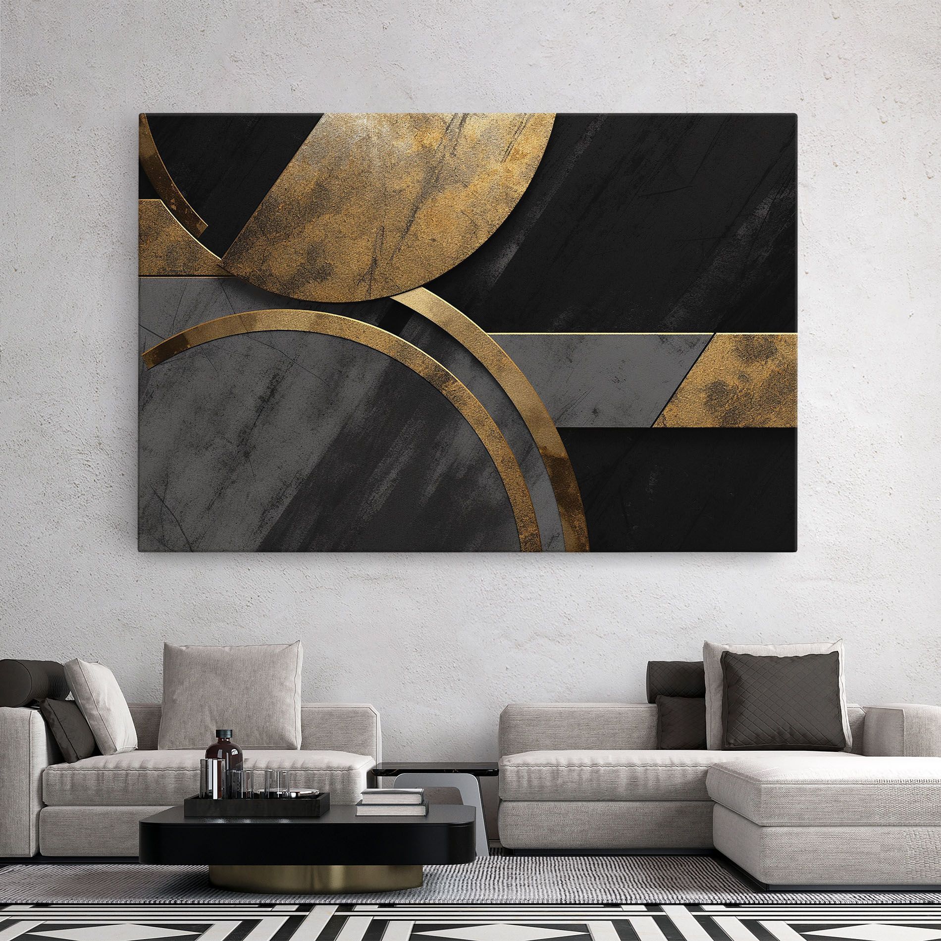 Grey With Gold Painting mockup 2