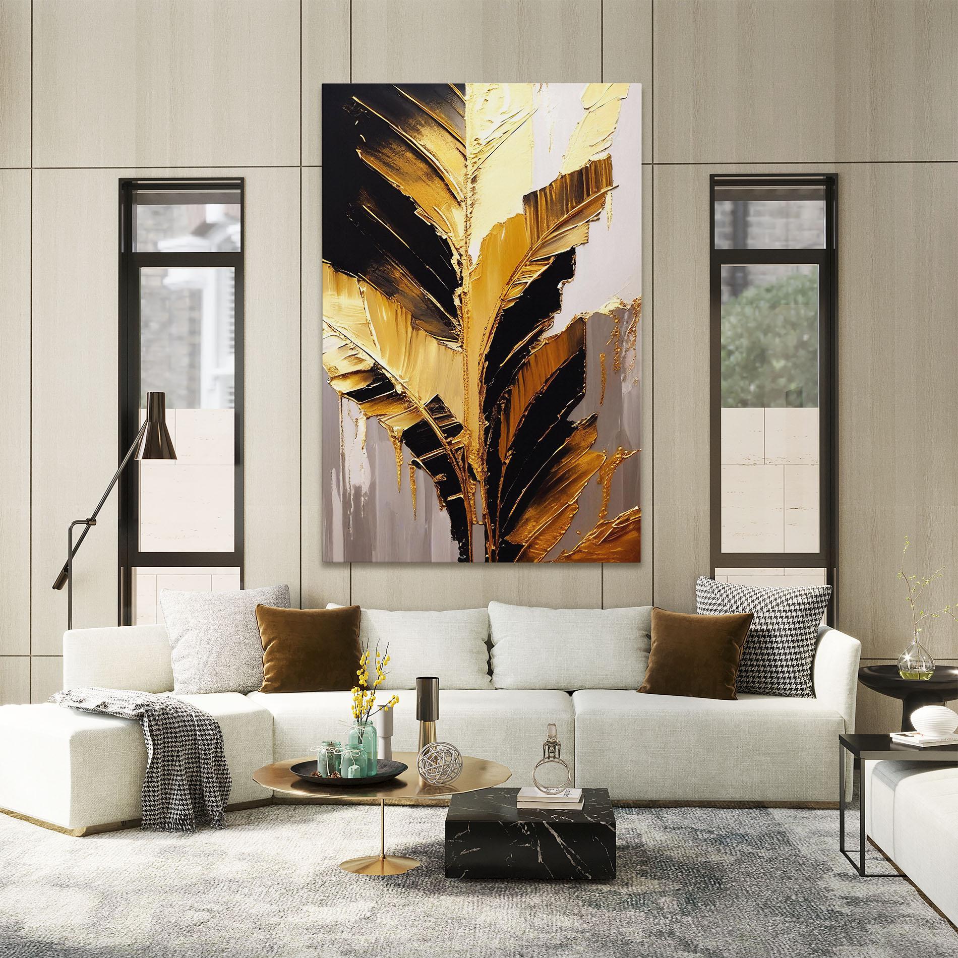 Vászonkép Balck With Gold Leafs mockup 2