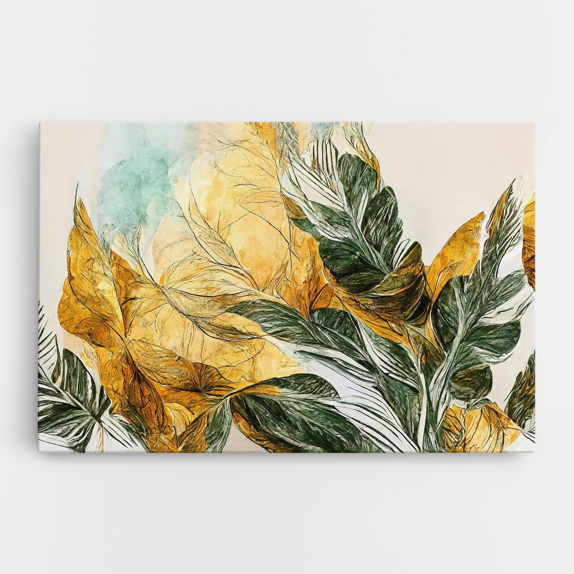 Vászonkép Gold And Green Leafes mockup 0