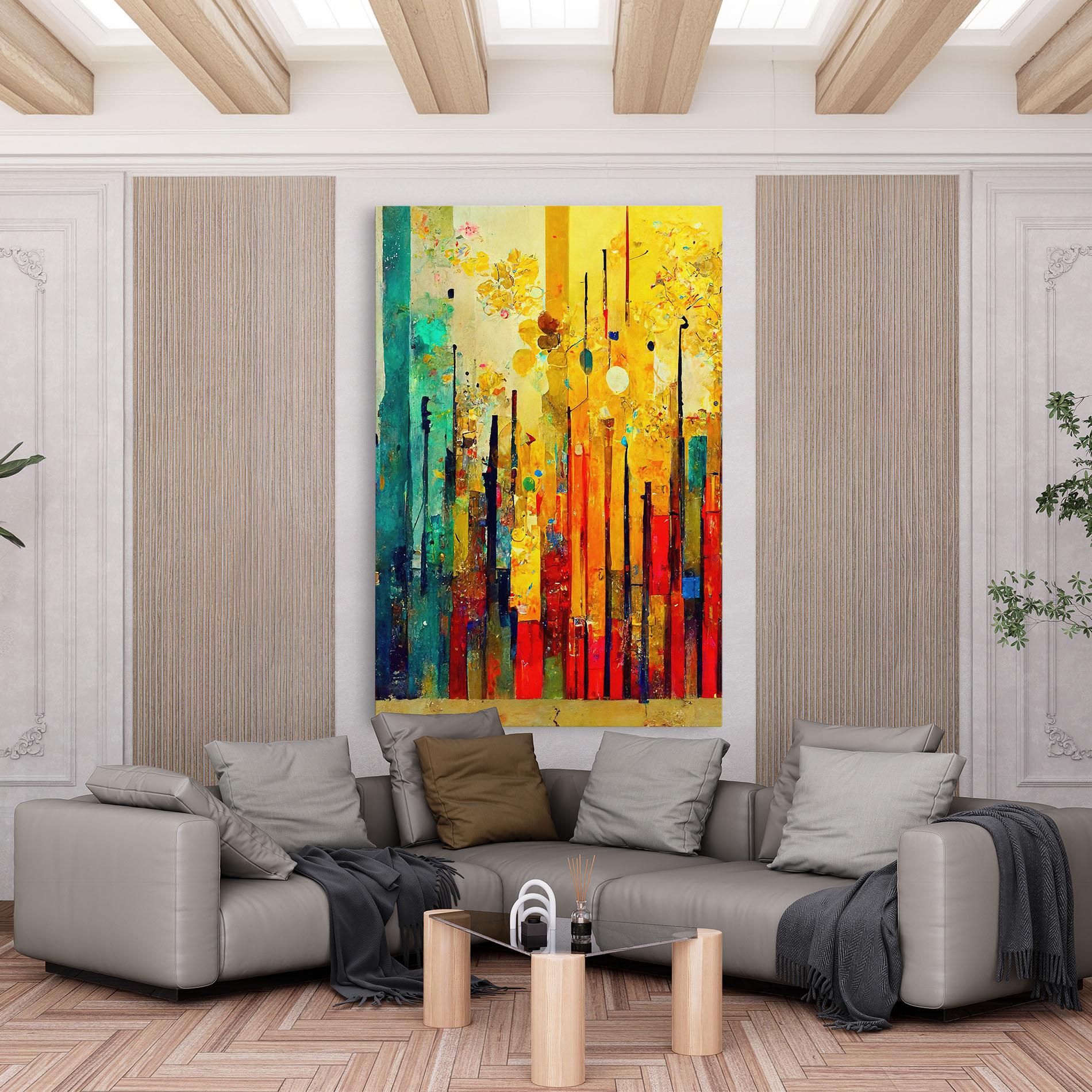 Vászonkép Black Lines On Yellow Light mockup 6