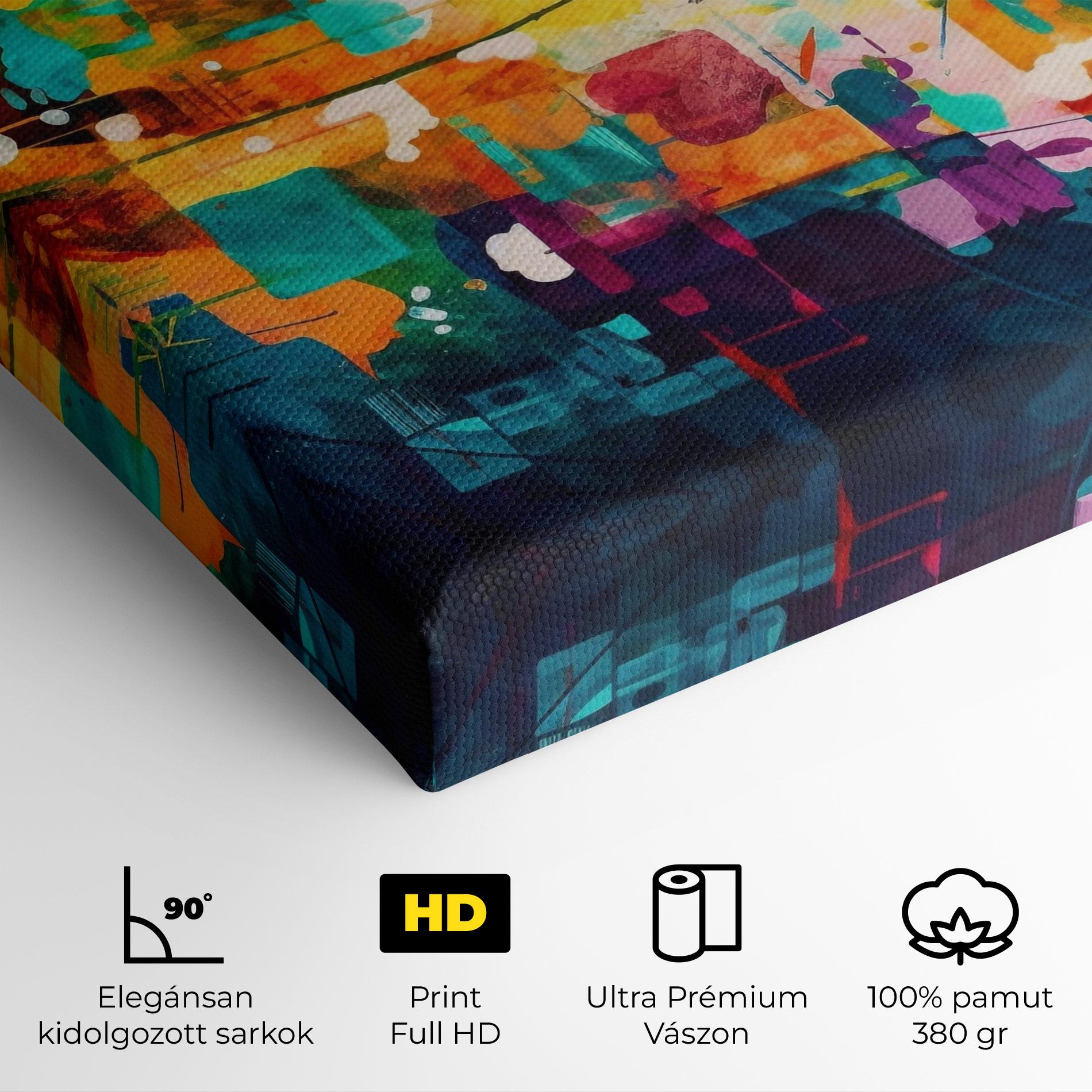 Vászonkép Vibrant Colors On Blue Background mockup 4