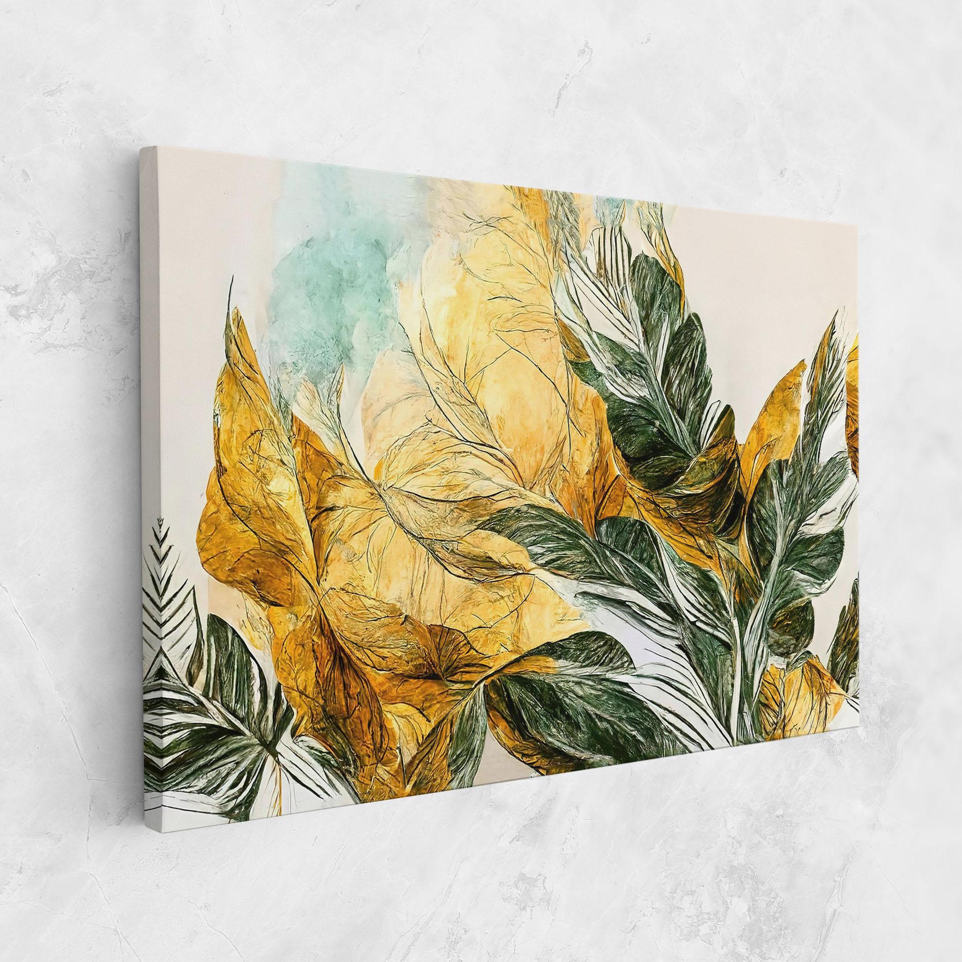 Vászonkép Gold And Green Leafes mockup 1