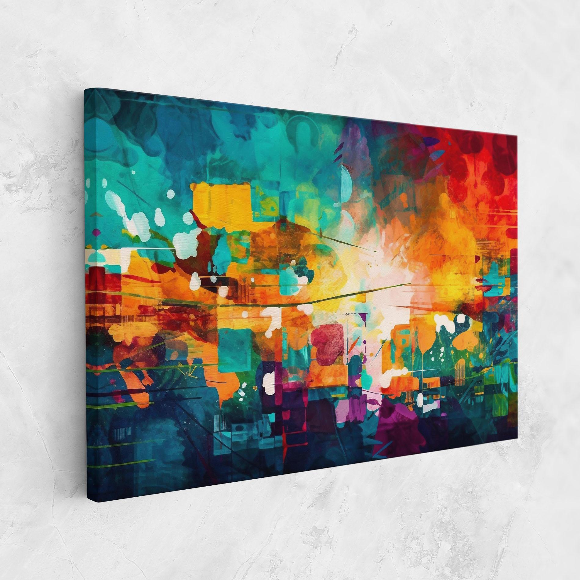 Vászonkép Vibrant Colors On Blue Background mockup 1