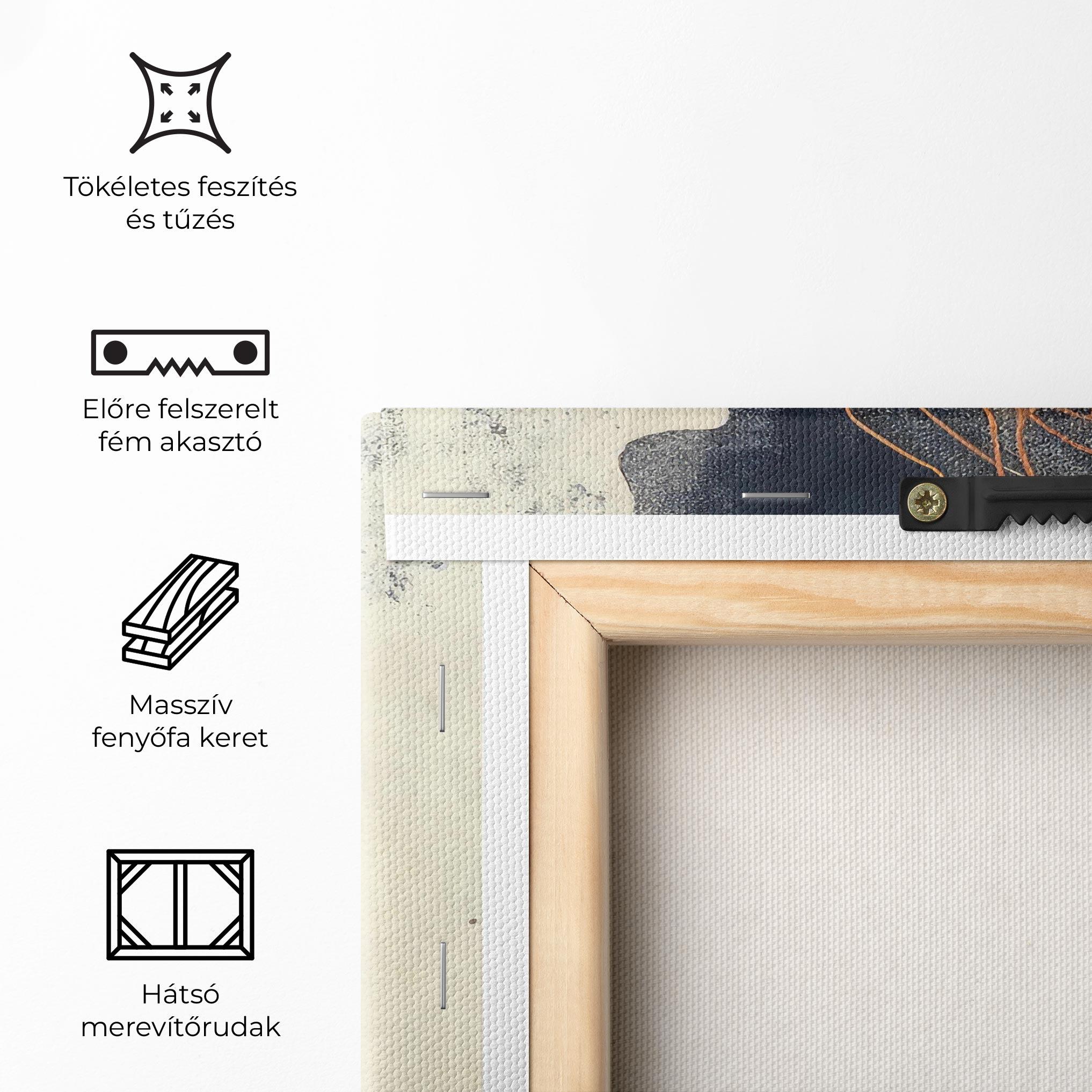 Vászonkép Orange Lines On Blue mockup 5