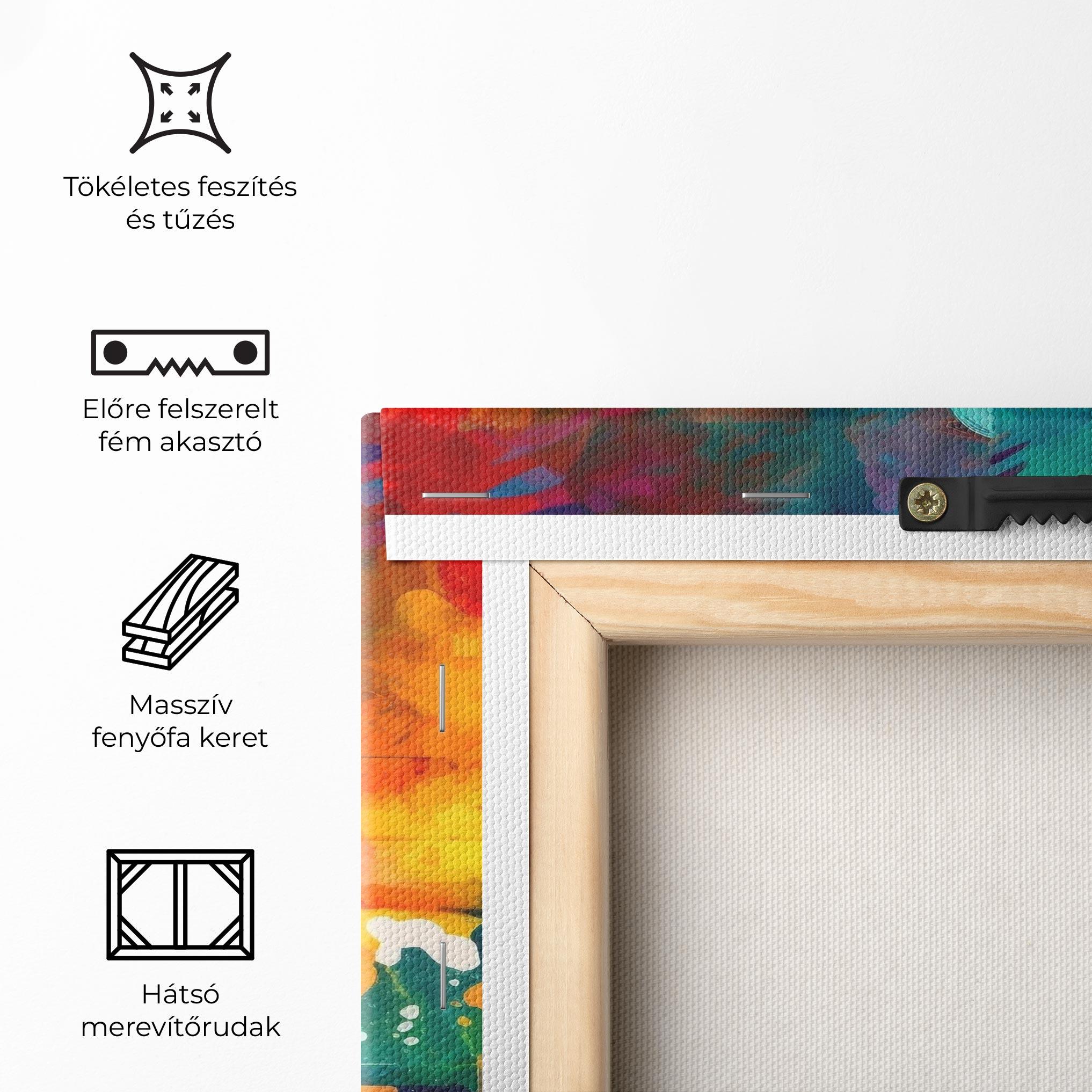 Vászonkép Vibrant Colors On Blue Background mockup 5