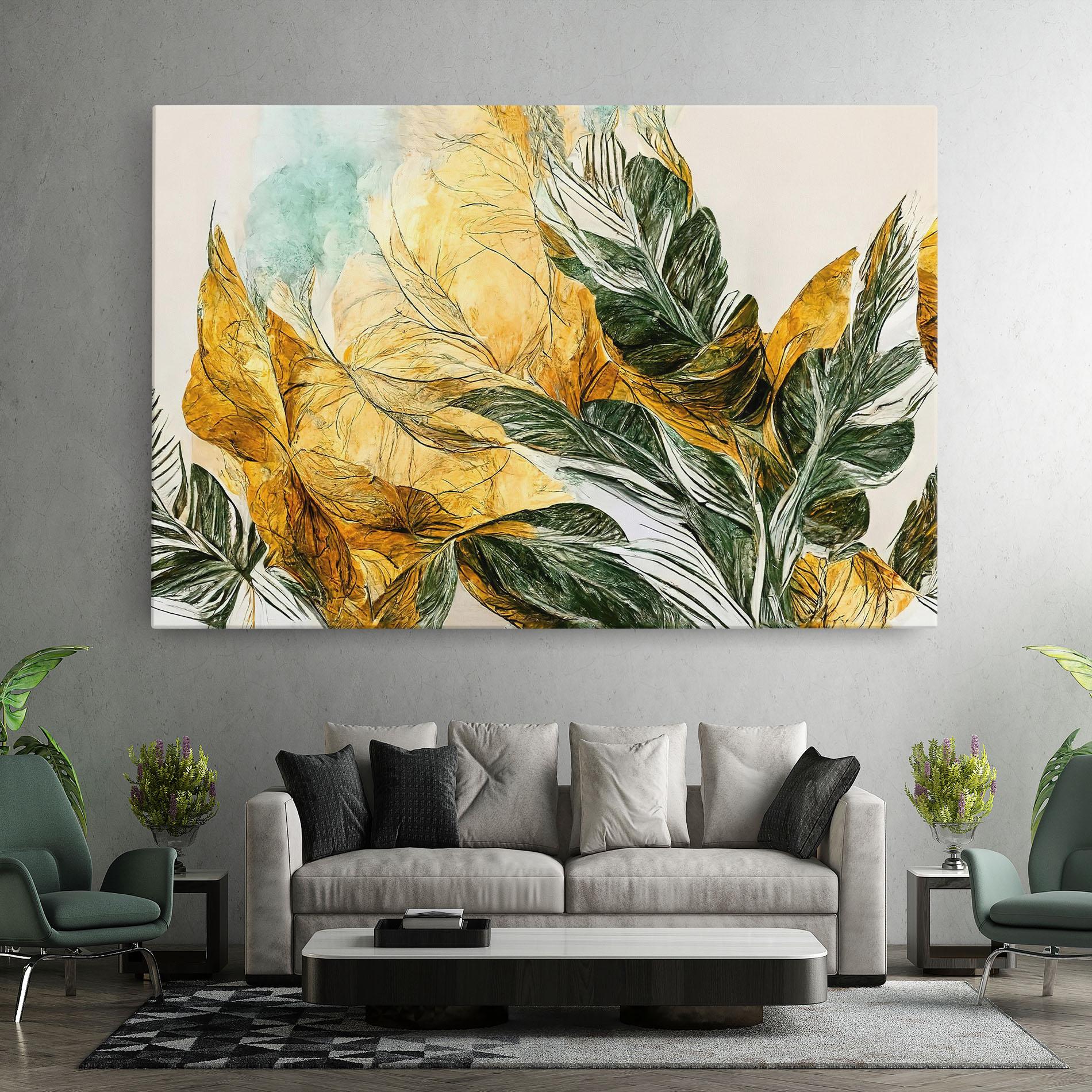 Vászonkép Gold And Green Leafes mockup 7