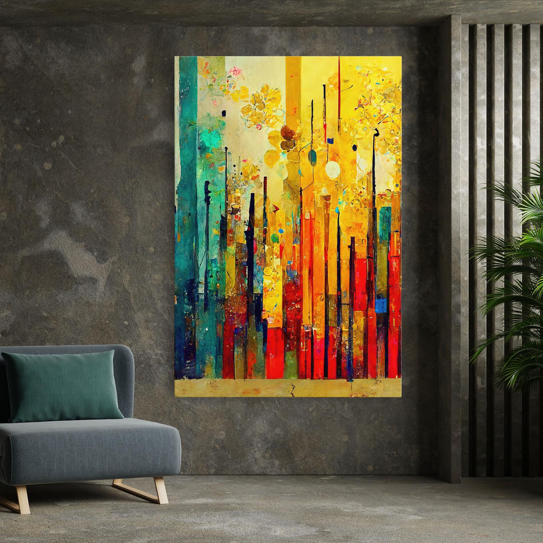 Vászonkép Black Lines On Yellow Light mockup 7