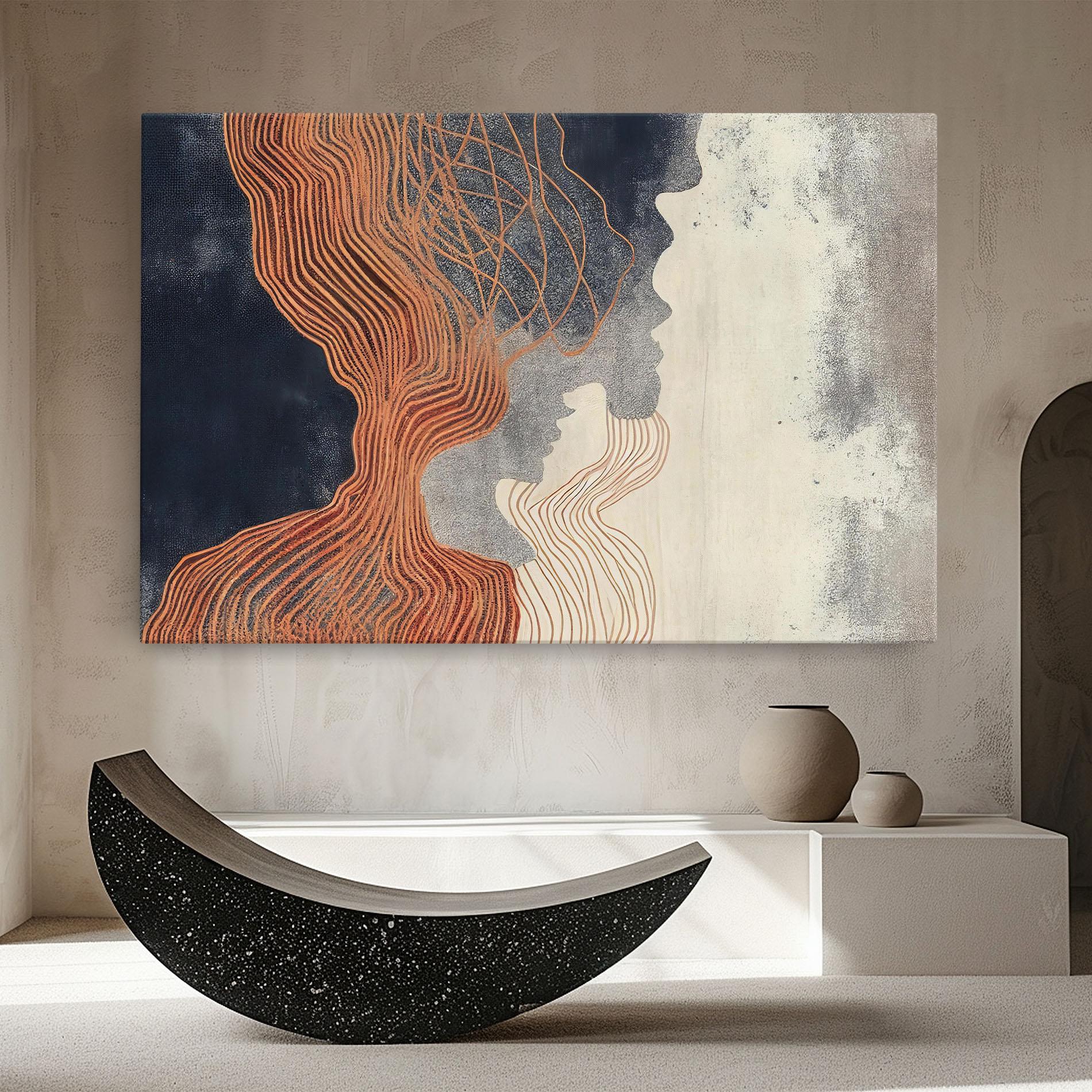 Vászonkép Orange Lines On Blue mockup 8