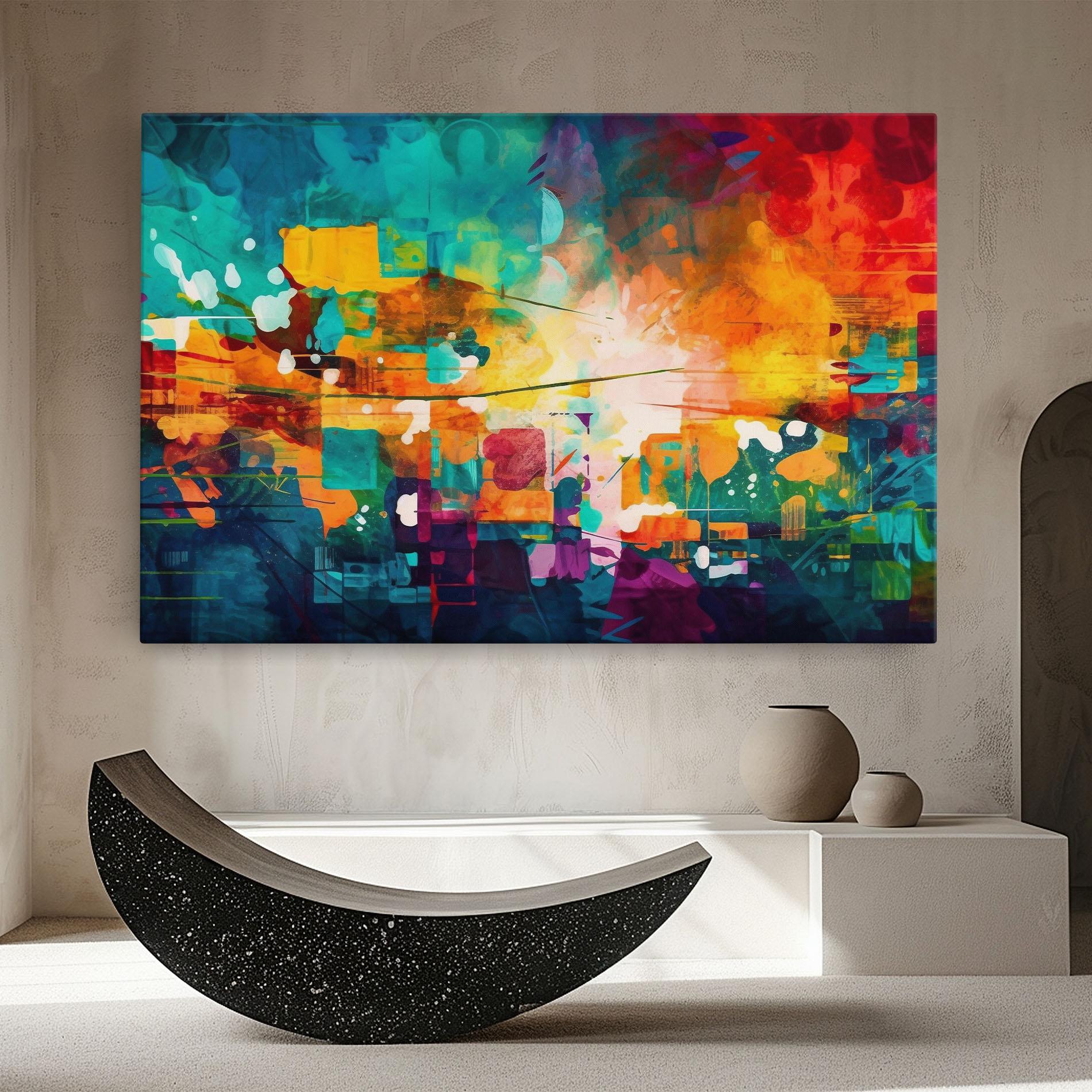 Vászonkép Vibrant Colors On Blue Background mockup 8