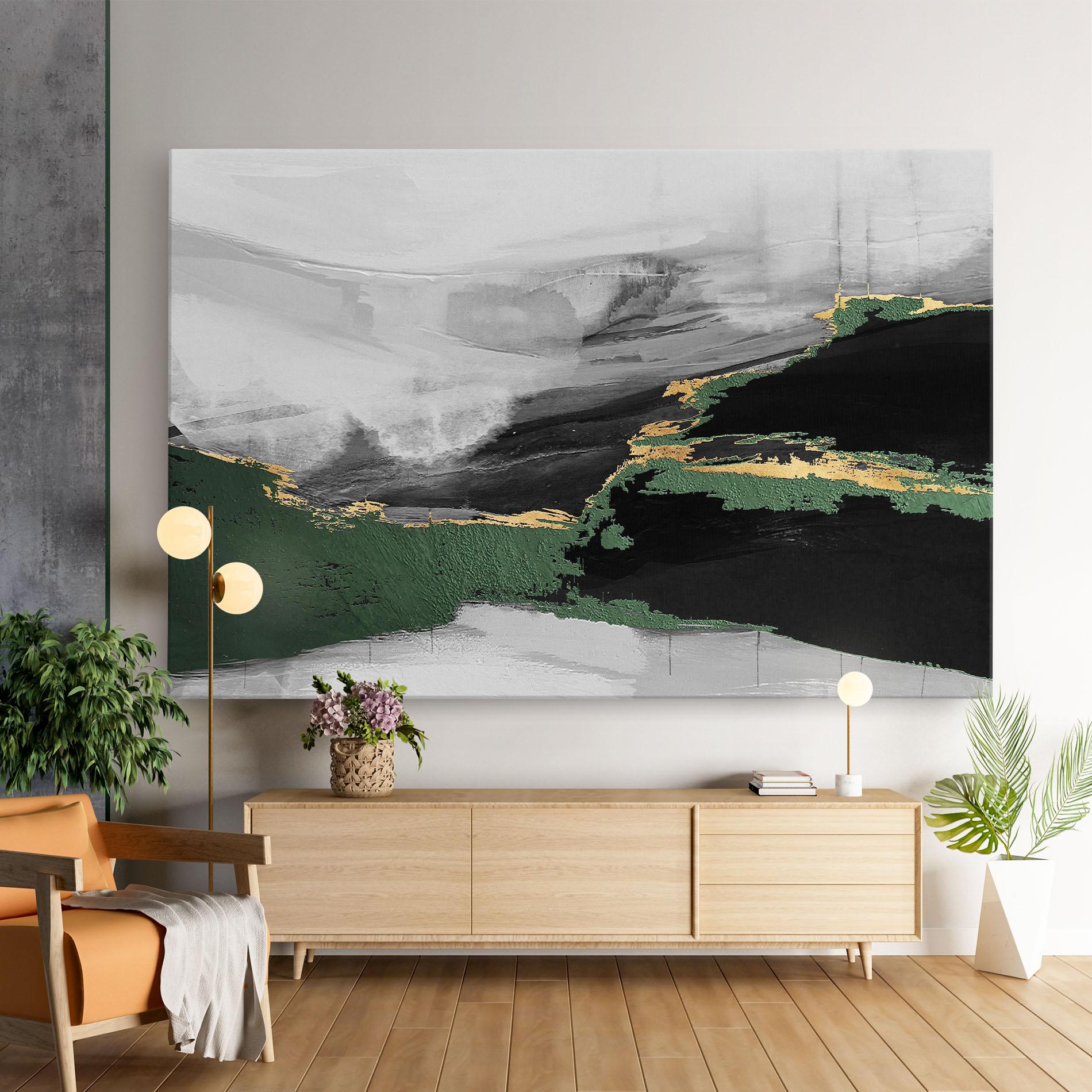 Vászonkép Grey With Green Painting mockup 9