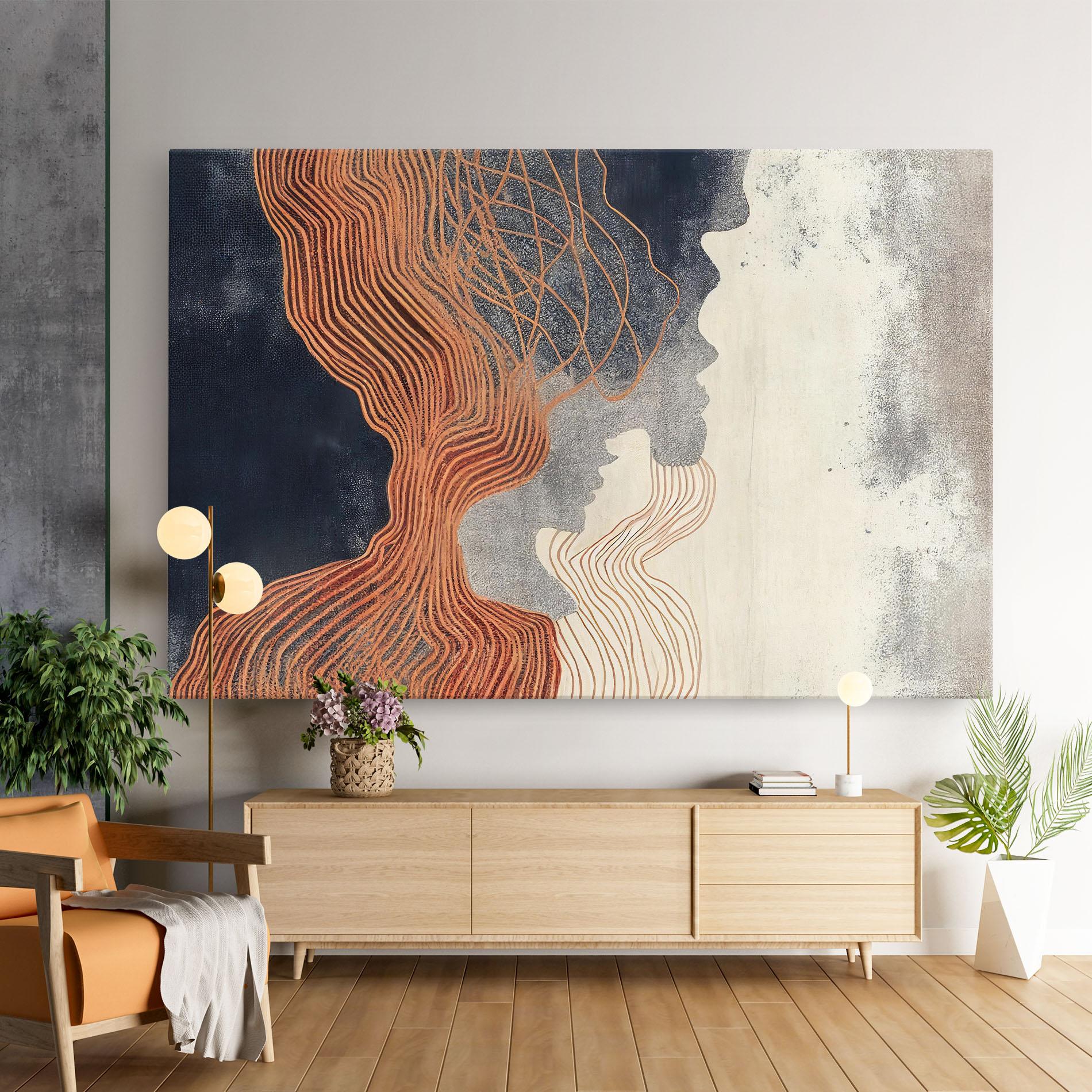 Vászonkép Orange Lines On Blue mockup 9