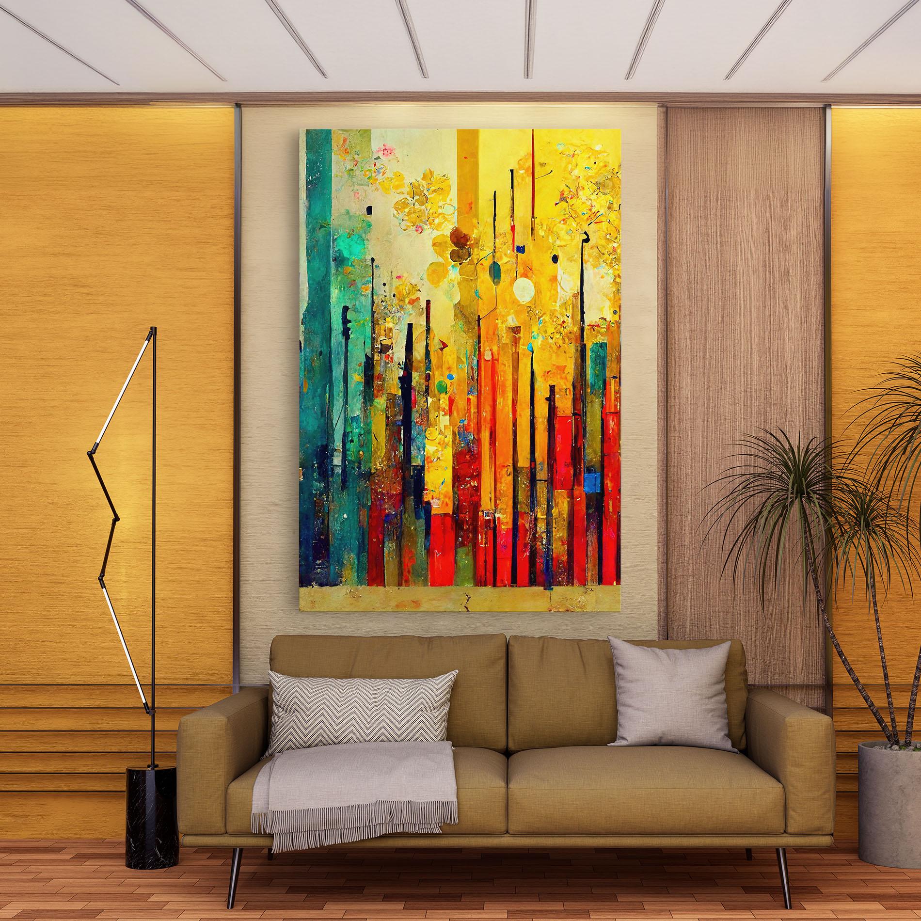 Vászonkép Black Lines On Yellow Light mockup 9